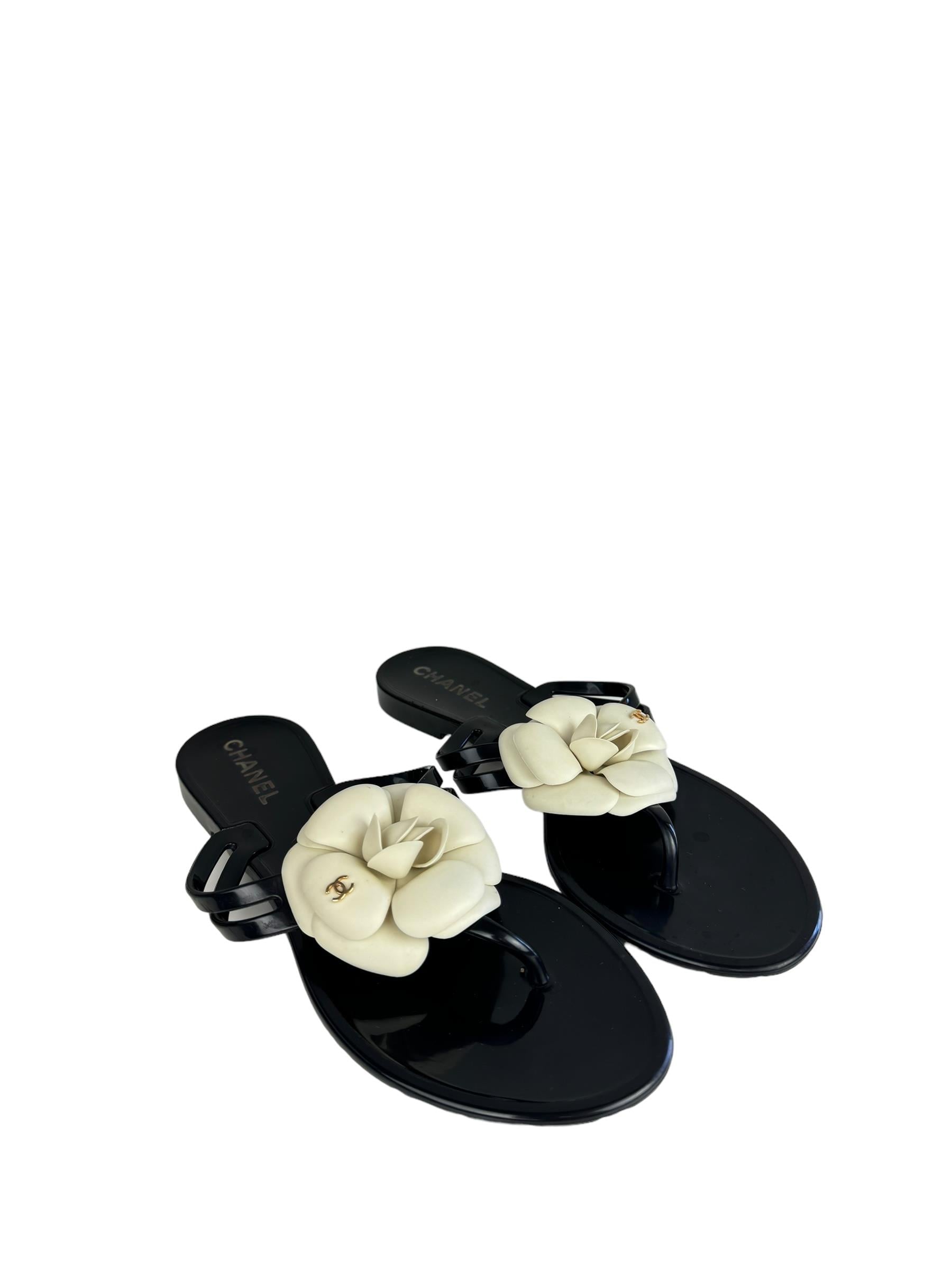 CHANEL CAMELLIA JELLY SANDALS