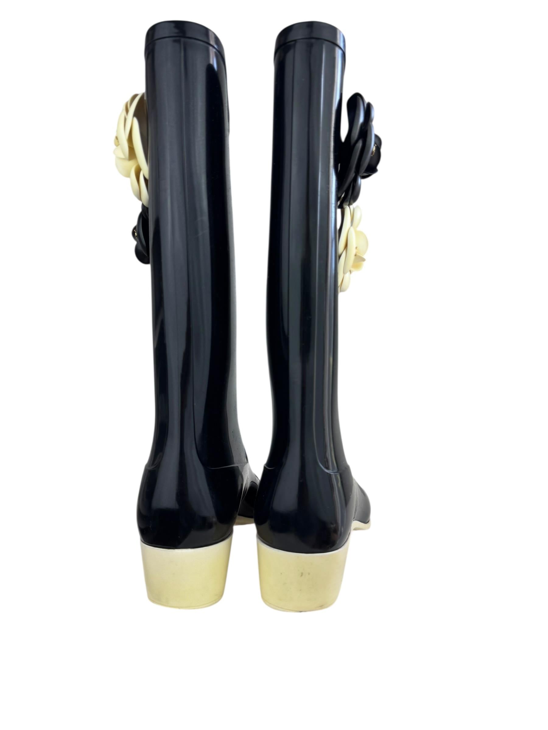 CHANEL CAMELLIA RAIN BOOTS