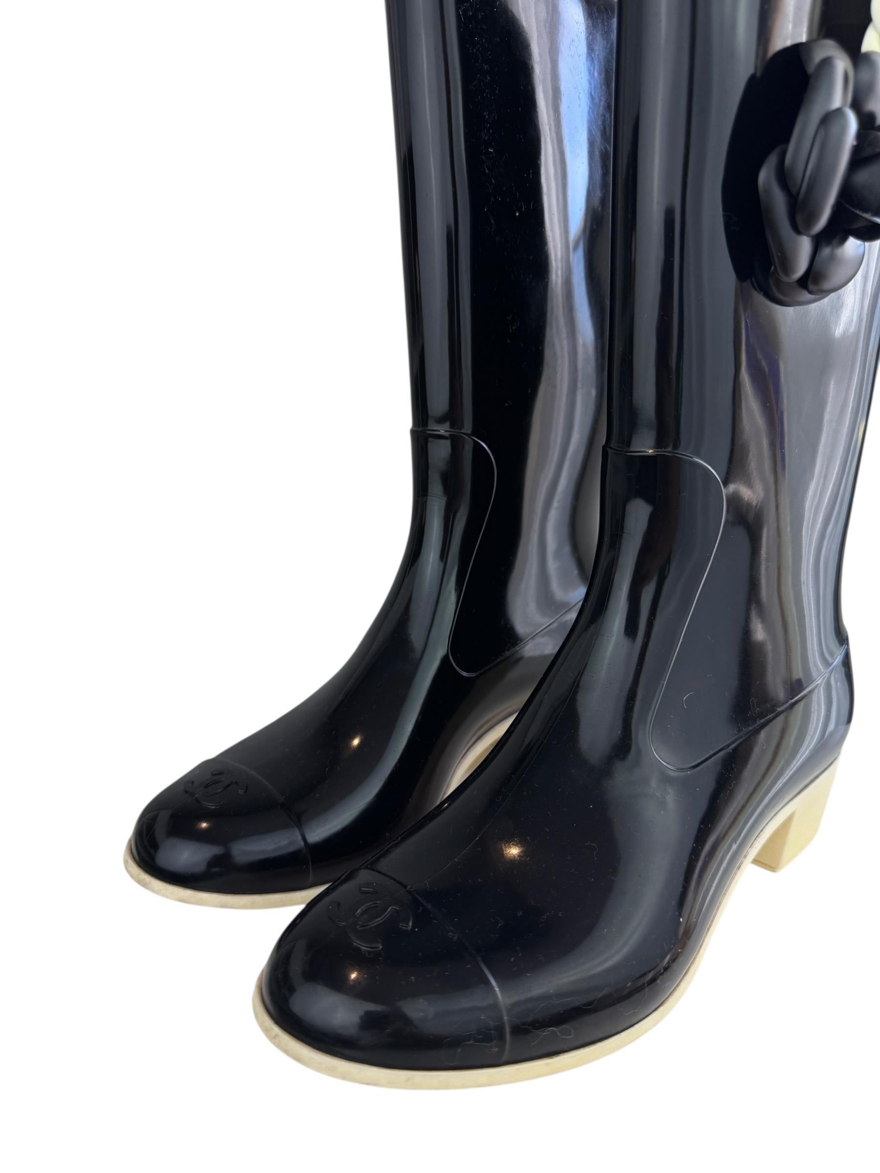 CHANEL CAMELLIA RAIN BOOTS