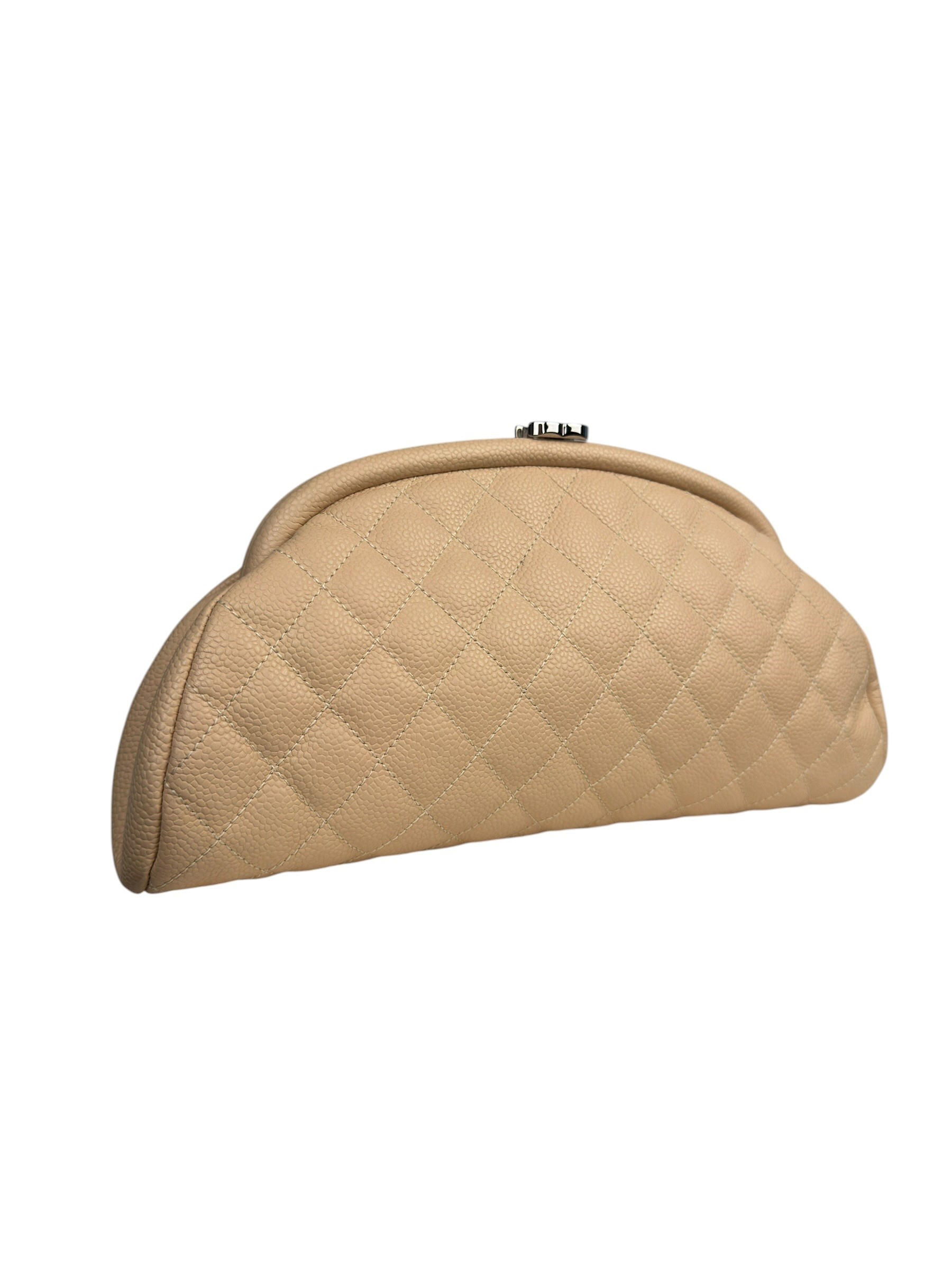 CHANEL CAVIAR LEATHER BEIGE CLUTCH BAG