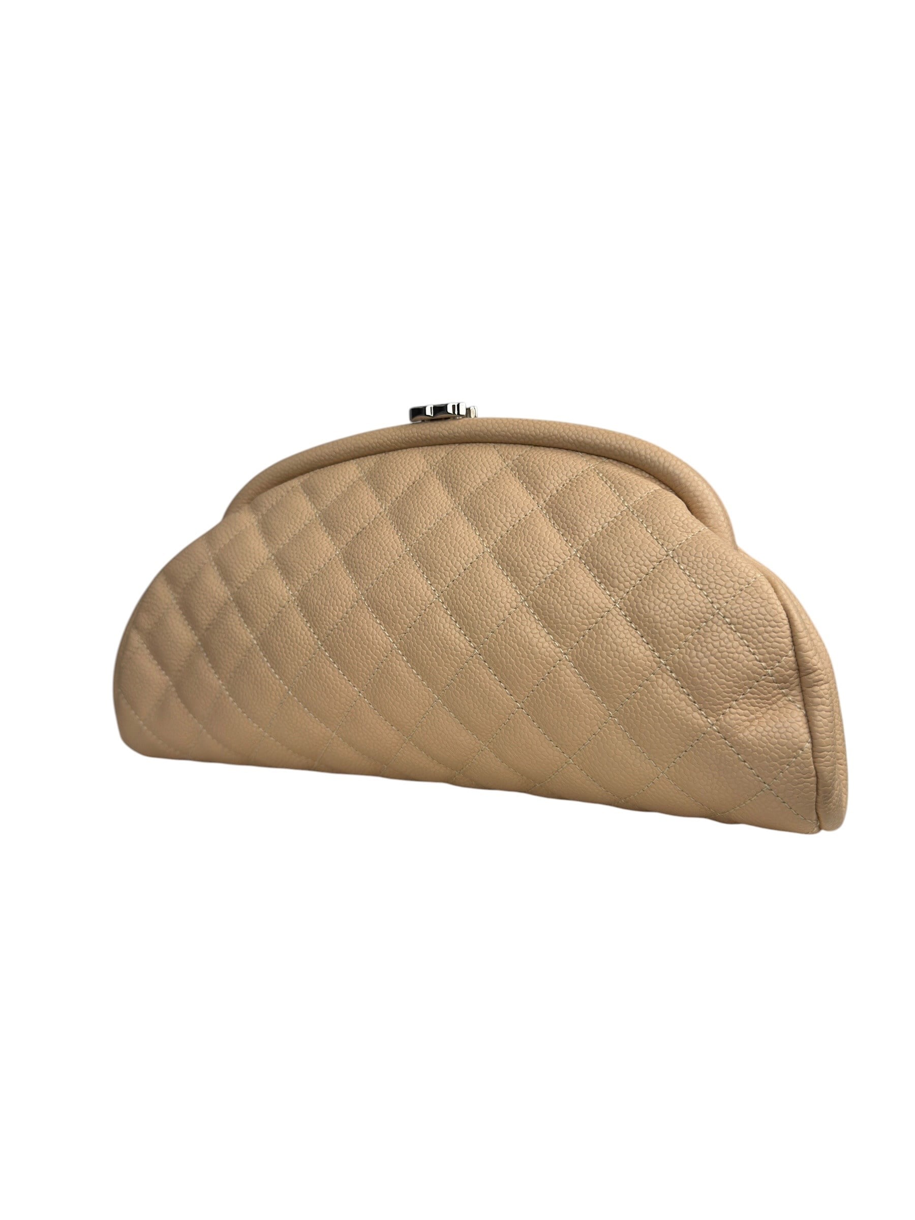 CHANEL CAVIAR LEATHER BEIGE CLUTCH BAG