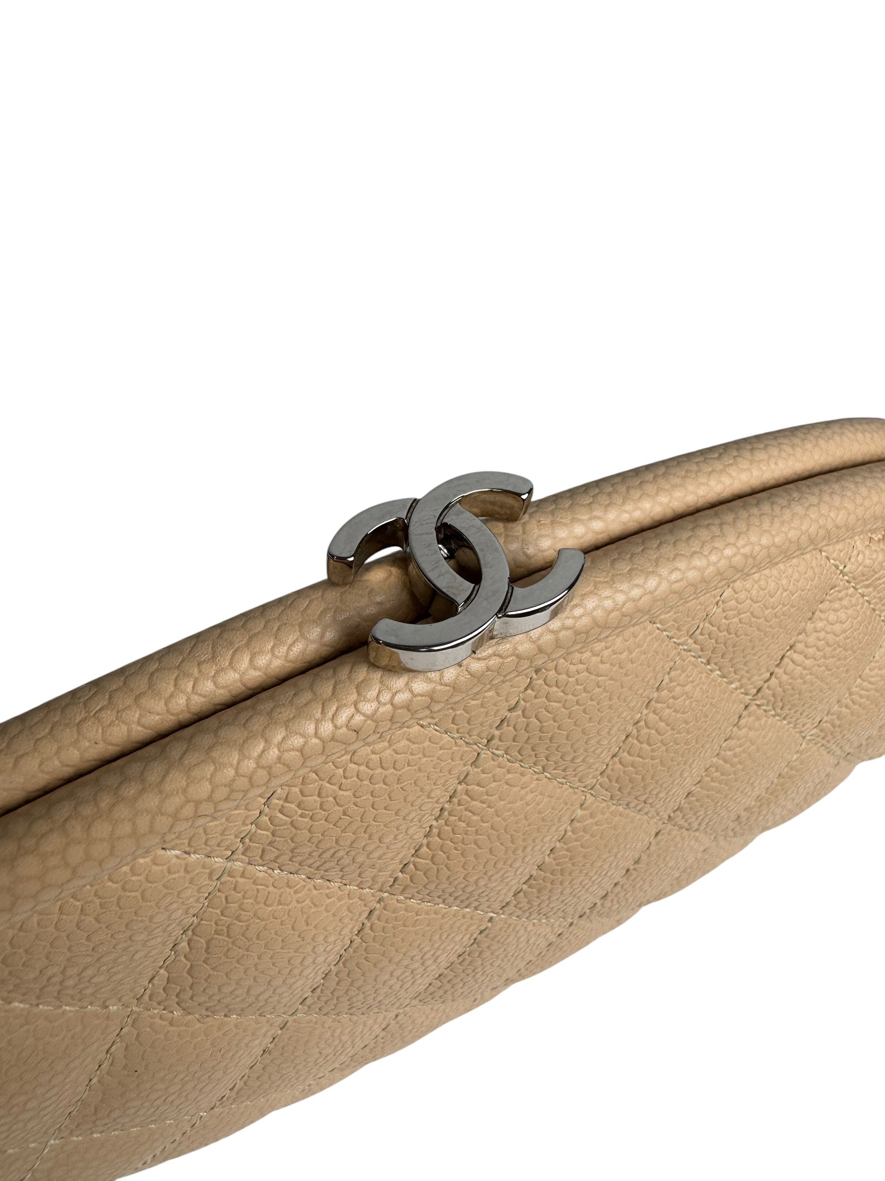 CHANEL CAVIAR LEATHER BEIGE CLUTCH BAG