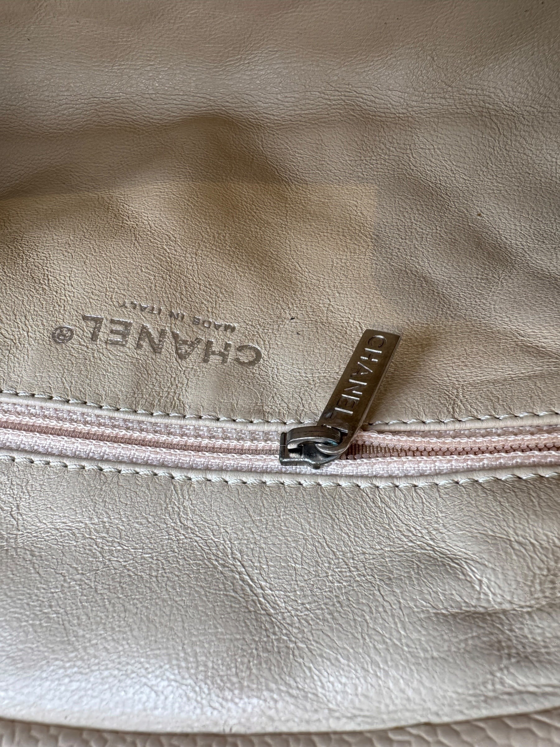 CHANEL CAVIAR LEATHER BEIGE CLUTCH BAG
