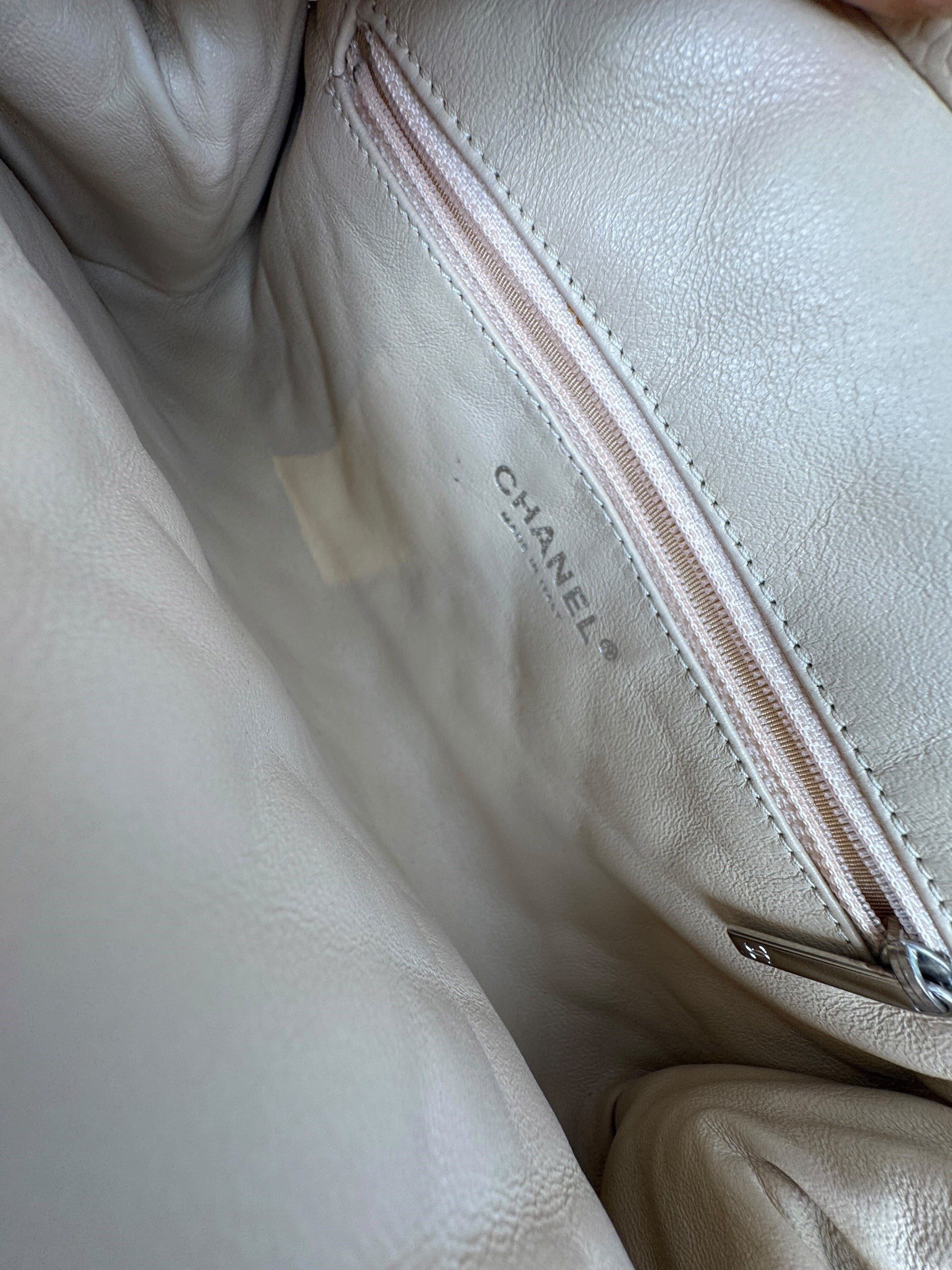 CHANEL CAVIAR LEATHER BEIGE CLUTCH BAG