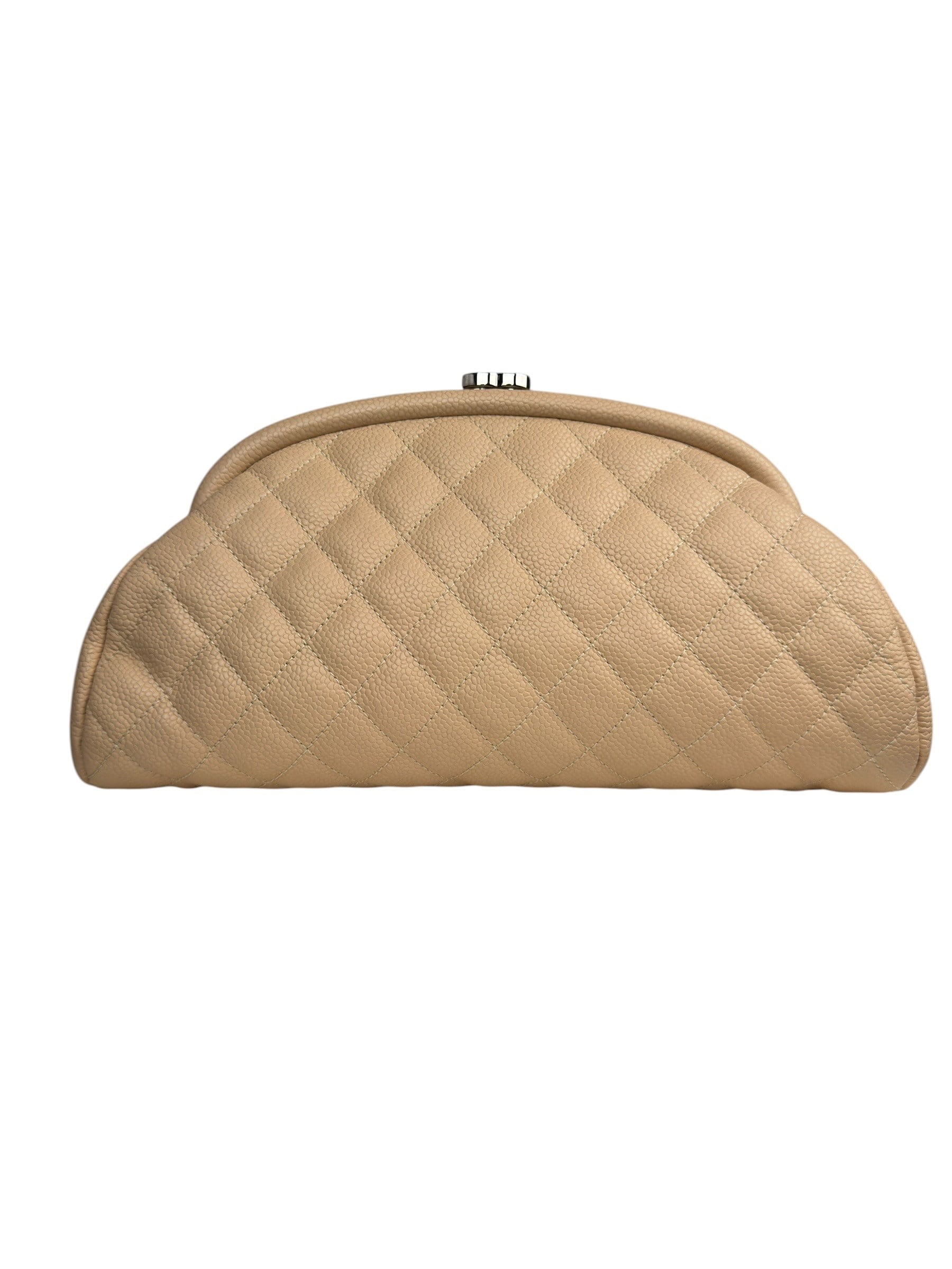 CHANEL CAVIAR LEATHER BEIGE CLUTCH BAG