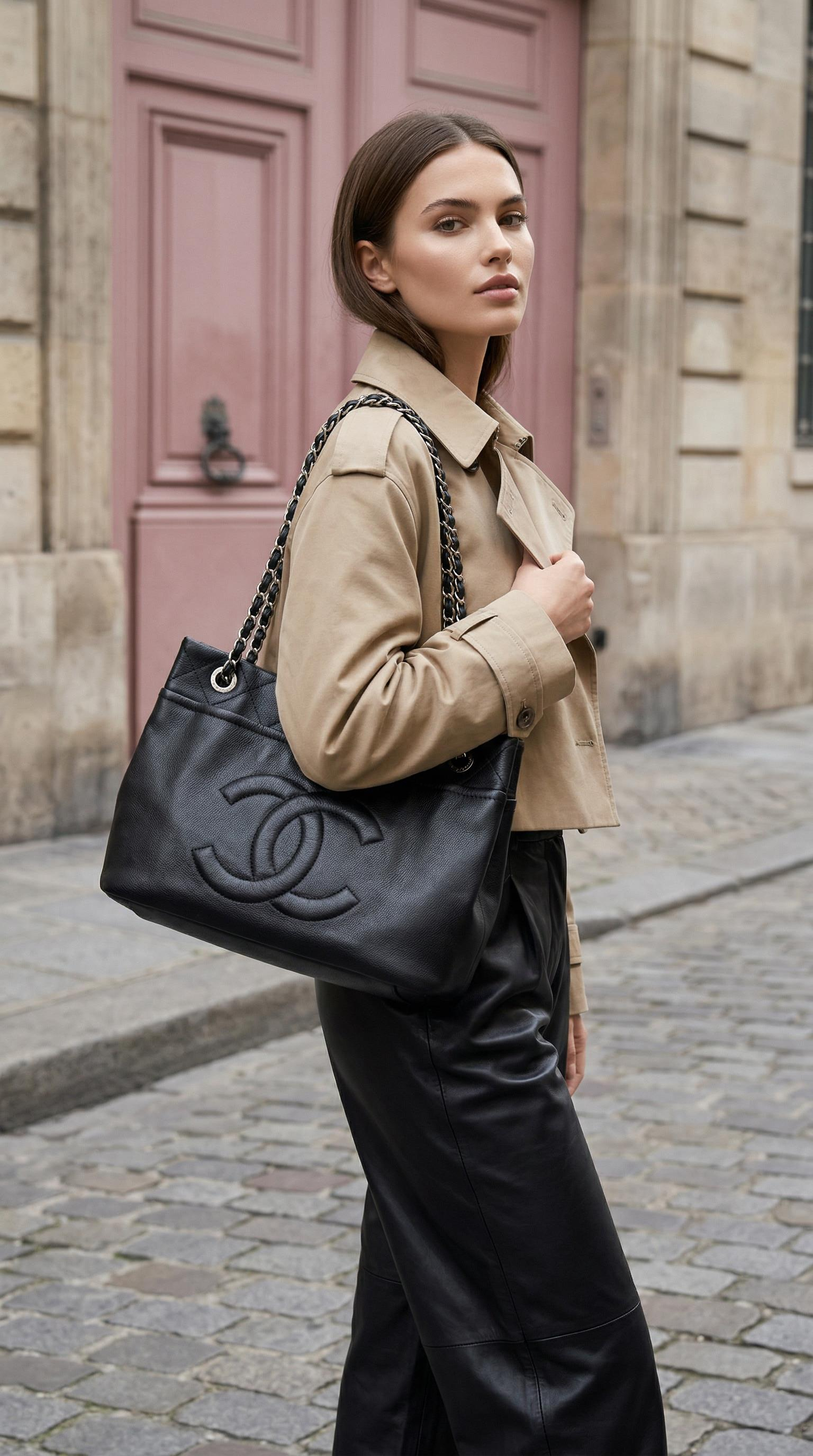 CHANEL CAVIAR LEATHER CC SHOPPING BAG