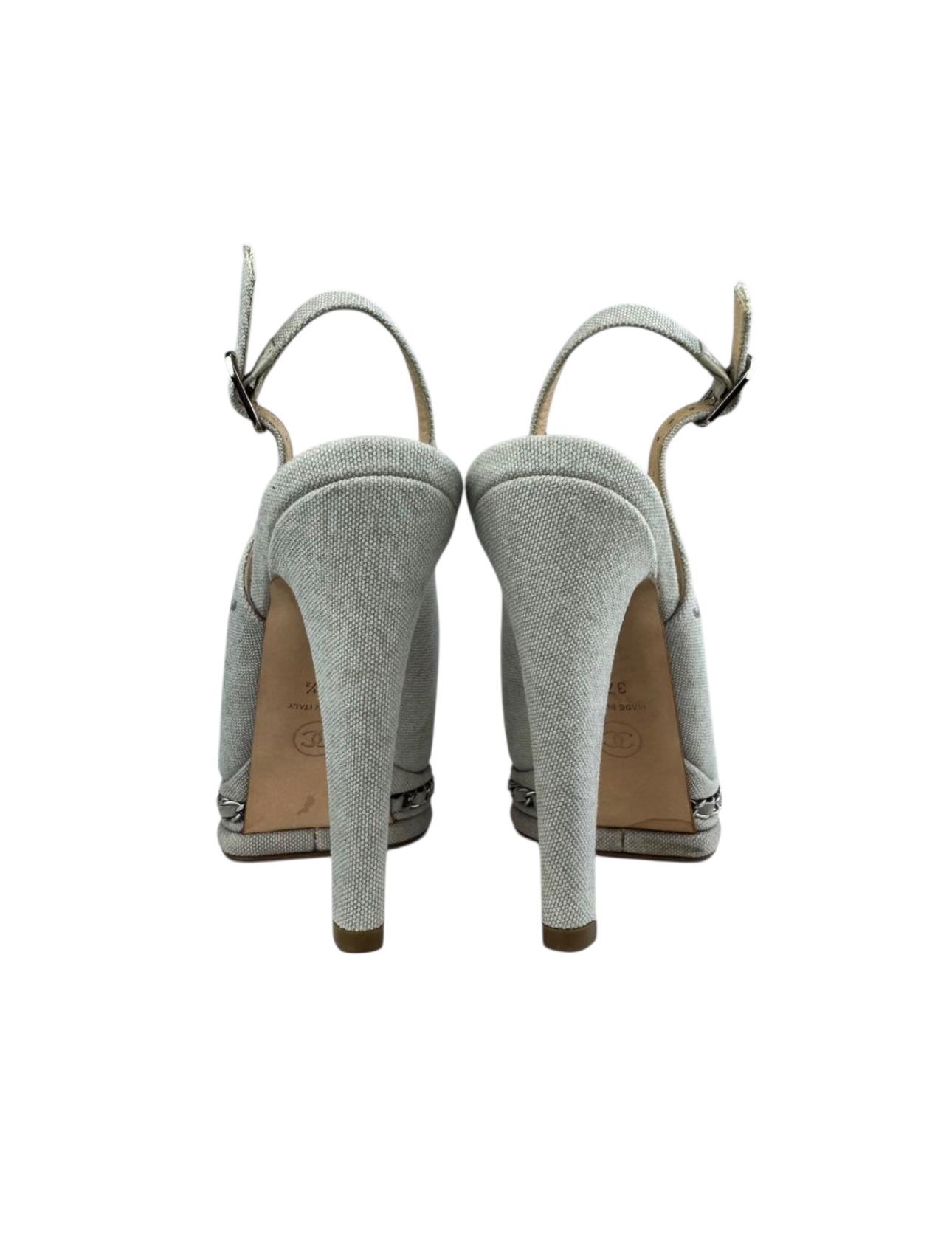 CHANEL DENIM GRAY HEELS
