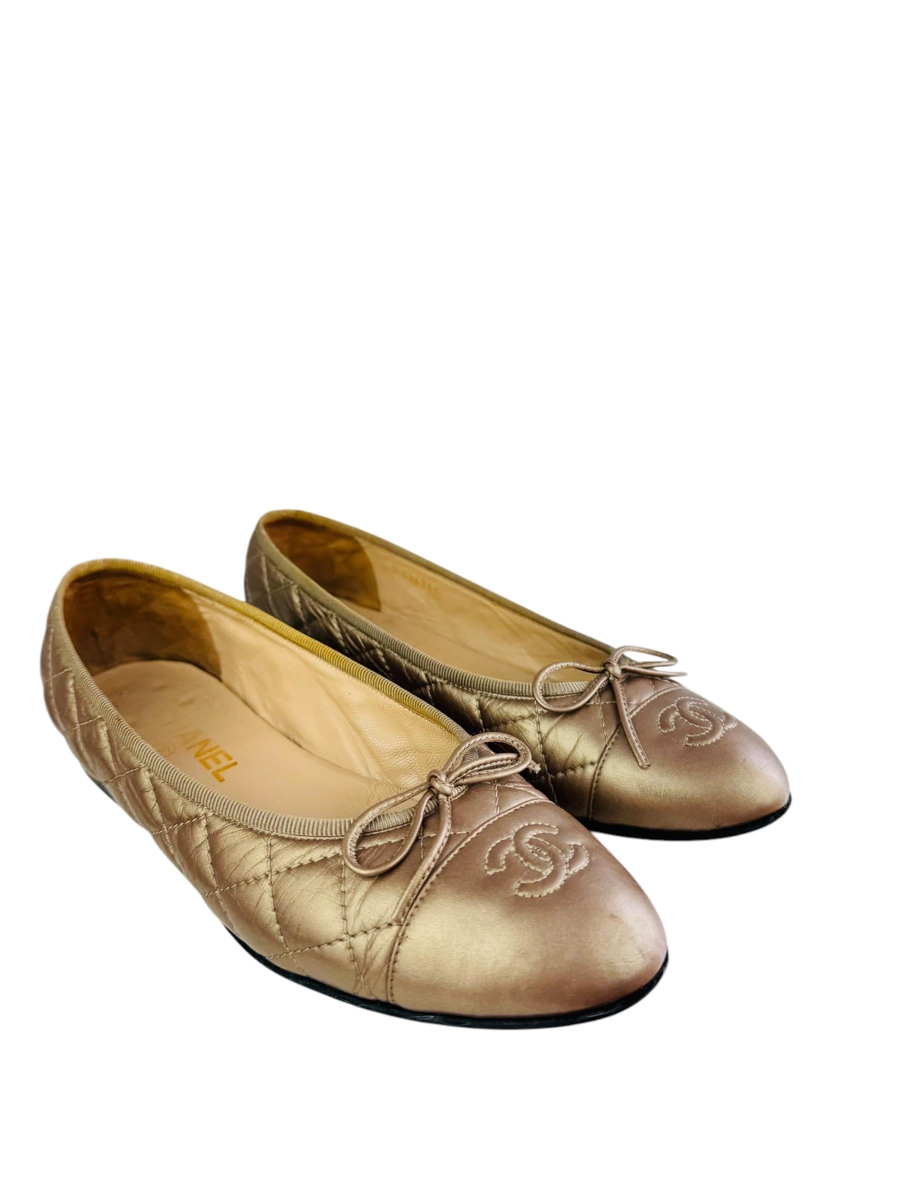 CHANEL GOLD BALLERINA FLATS