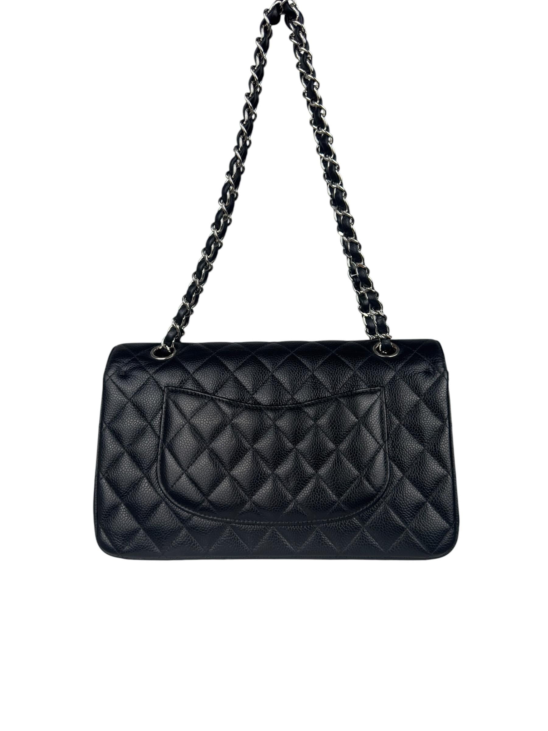 CHANEL MEDIUM CLASSIC CAVIAR LEATHER DOUBLE FLAP BAG