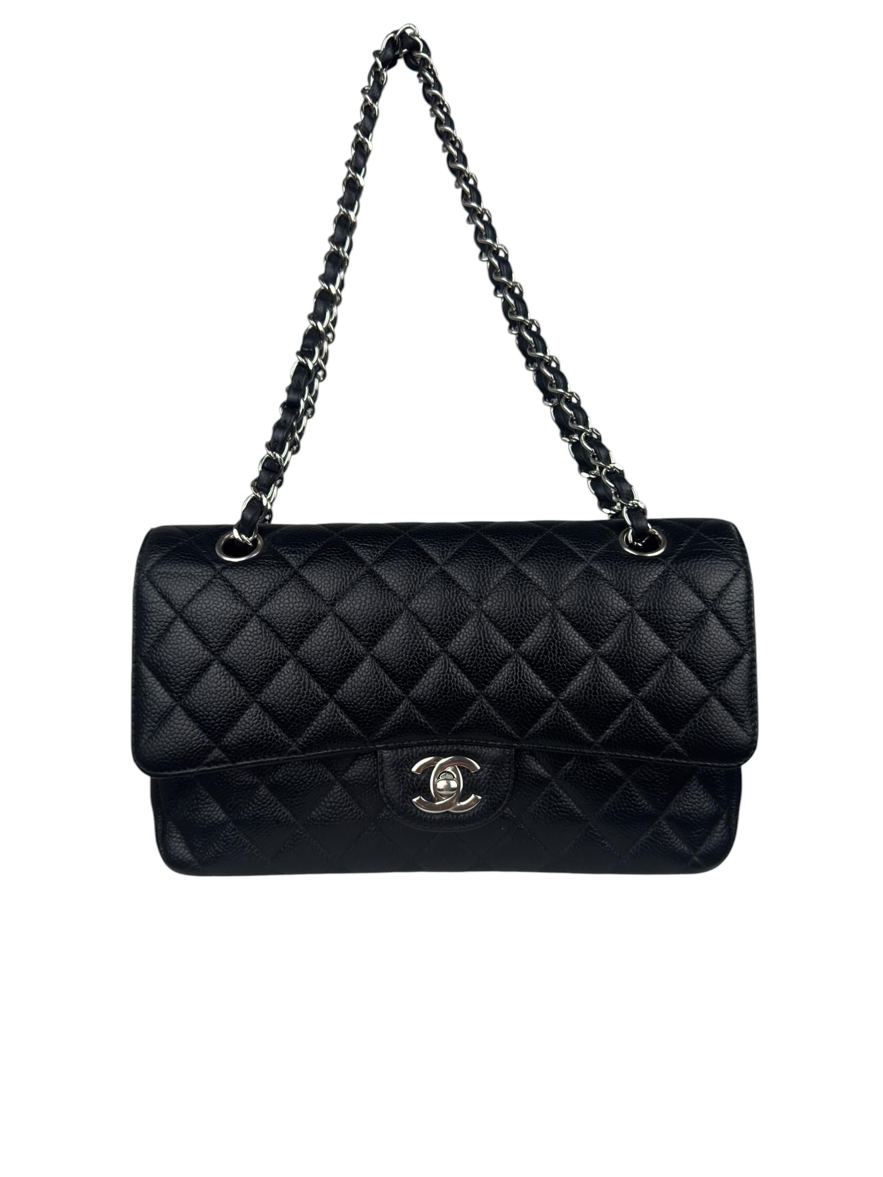 CHANEL MEDIUM CLASSIC CAVIAR LEATHER DOUBLE FLAP BAG