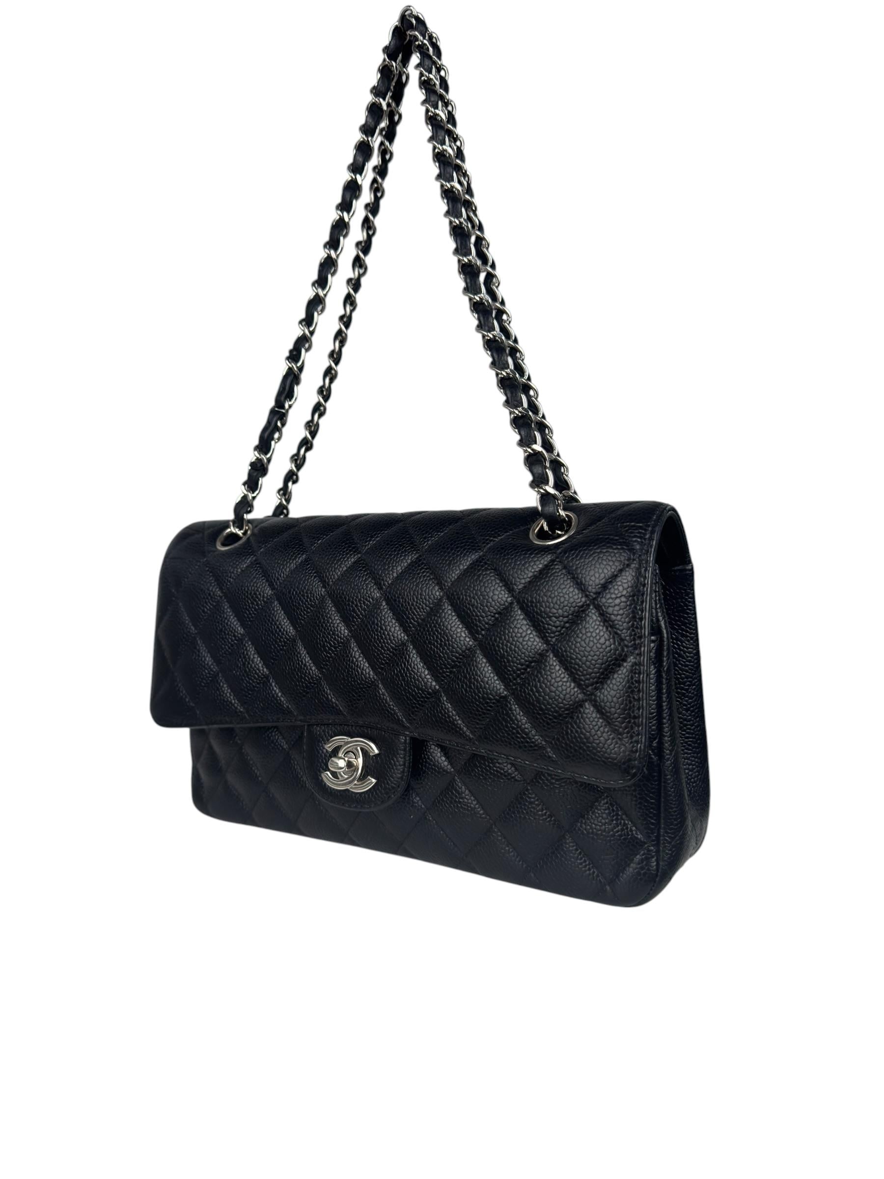 CHANEL MEDIUM CLASSIC CAVIAR LEATHER DOUBLE FLAP BAG