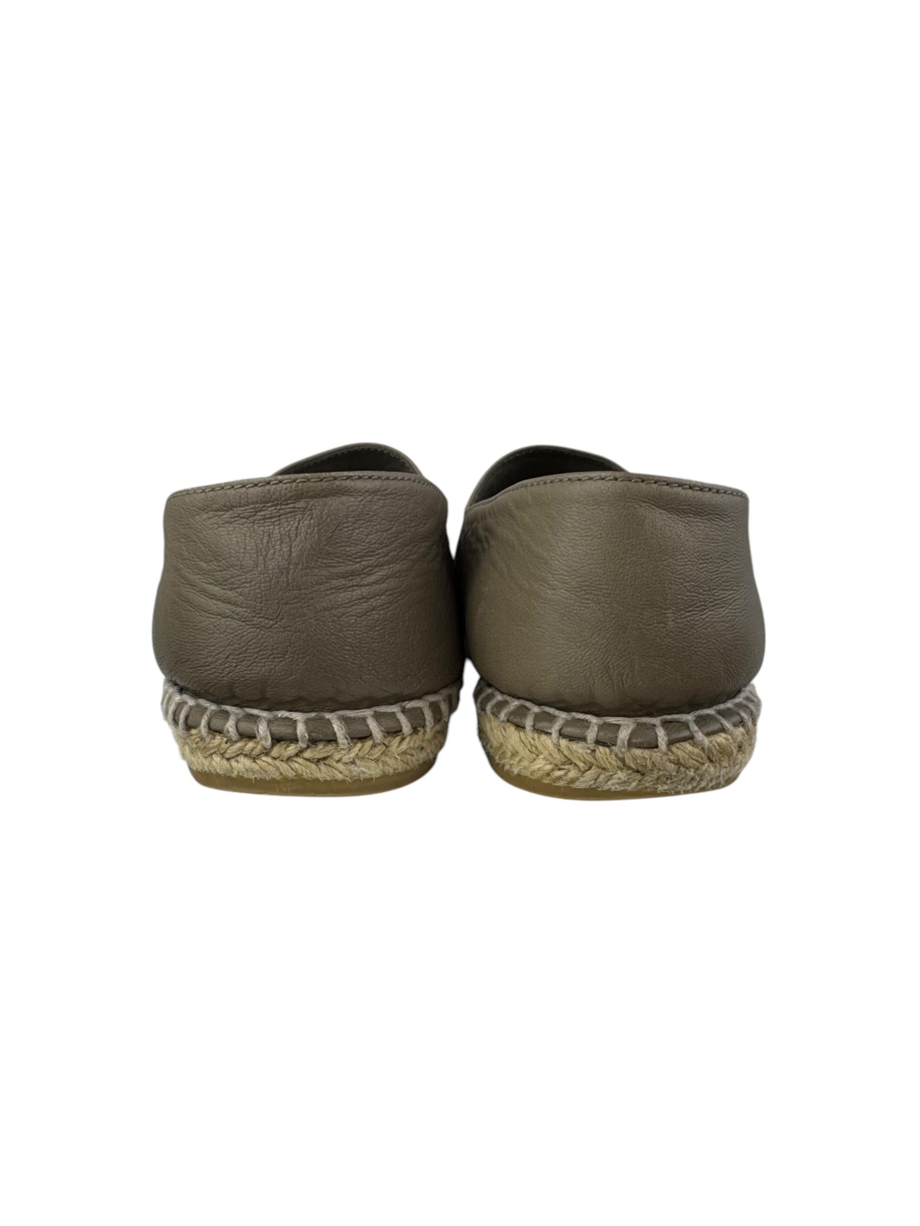 CHANEL MINK LEATHER CC LOGO ESPADRILLES 