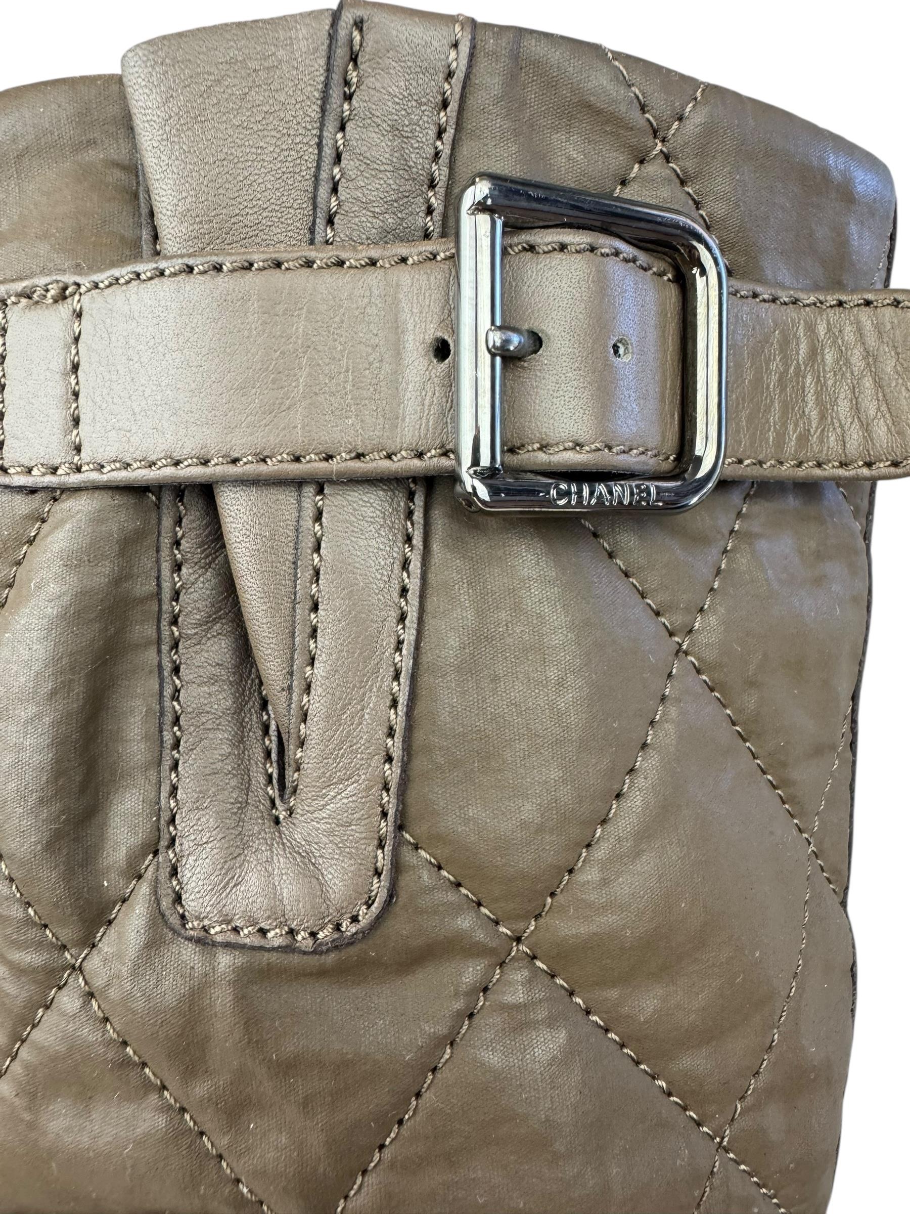 CHANEL MINK LEATHER RIDING BOOTS