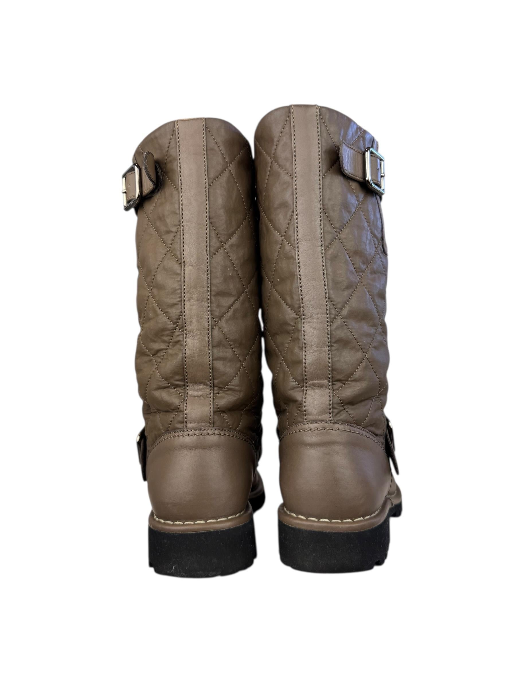 CHANEL MINK LEATHER RIDING BOOTS