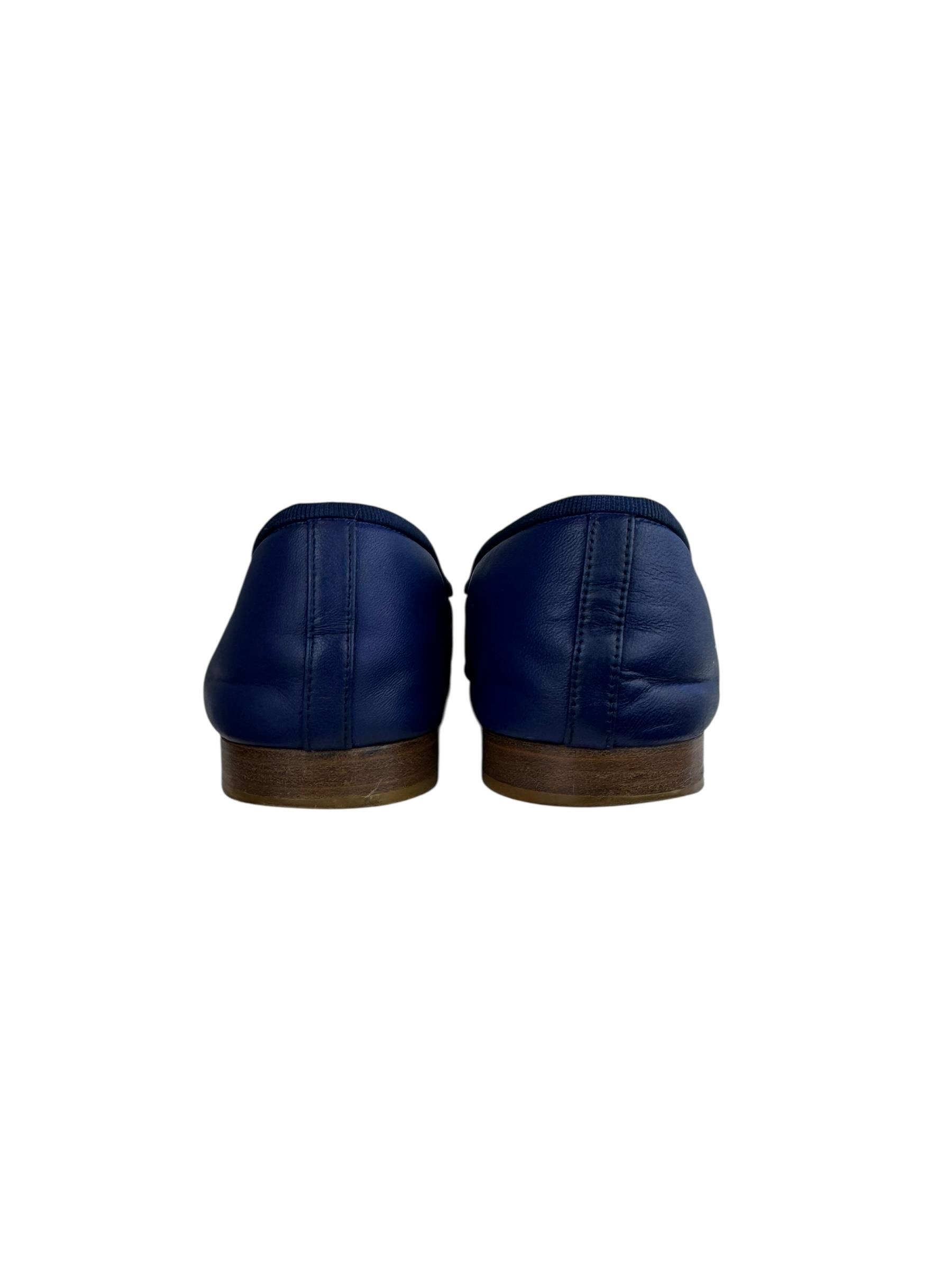CHANEL NAVY GOLD BALLET FLATS