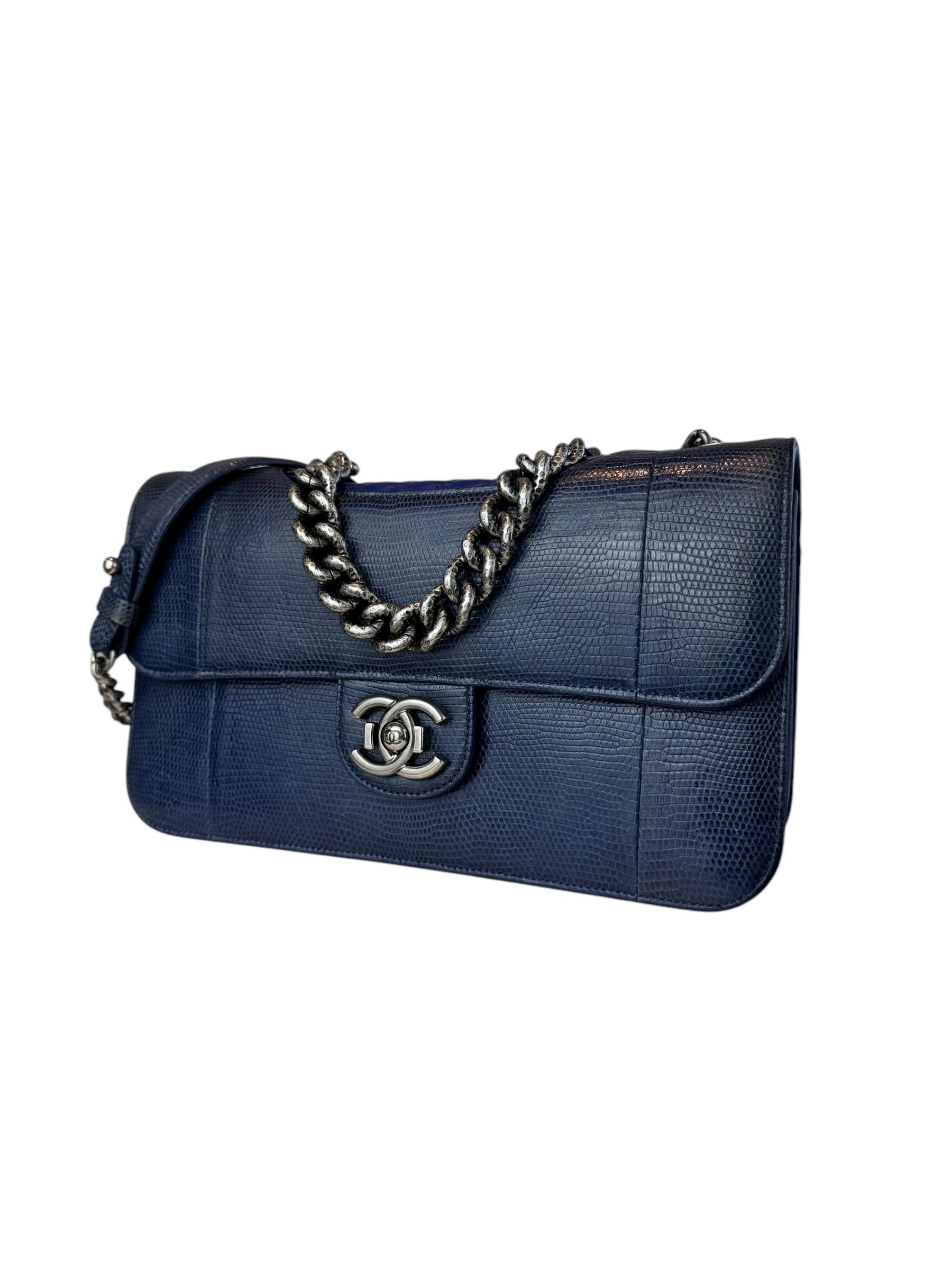 CHANEL NAVY LIZARD PERFECT EDGE BAG