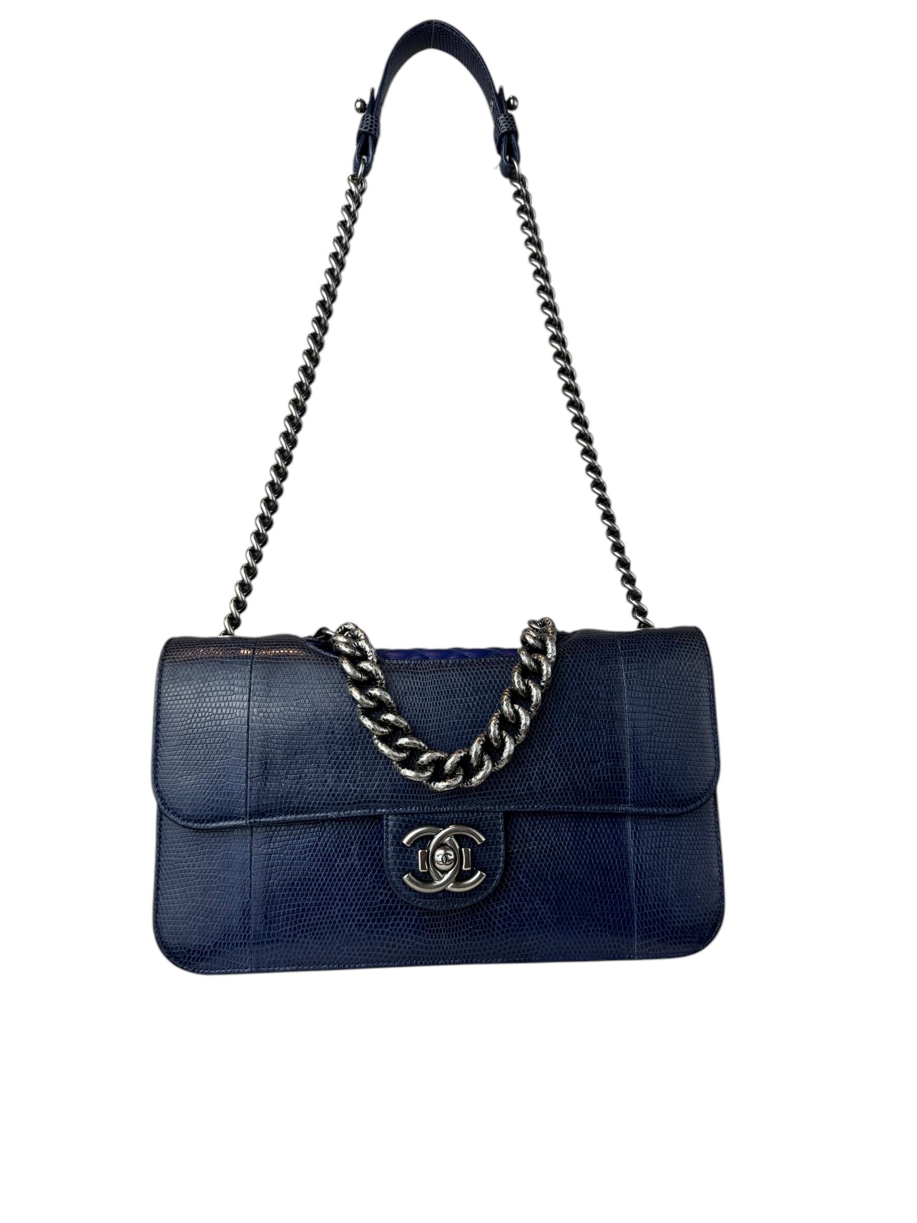 CHANEL NAVY LIZARD PERFECT EDGE BAG