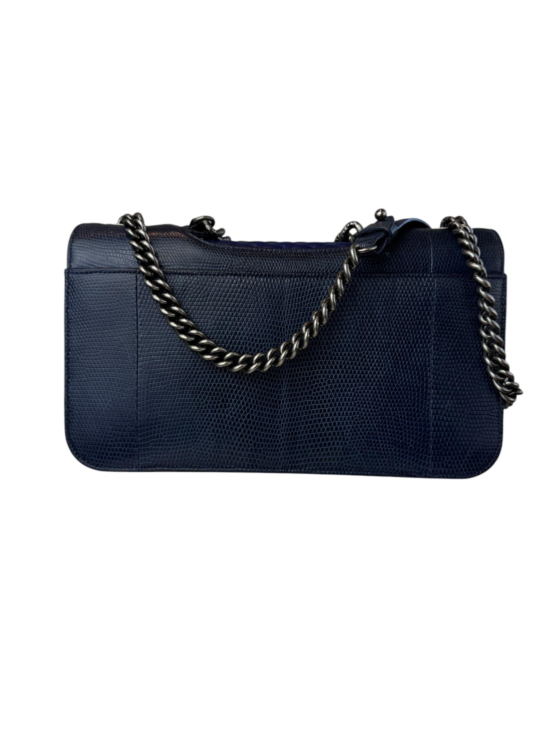 CHANEL NAVY LIZARD PERFECT EDGE BAG
