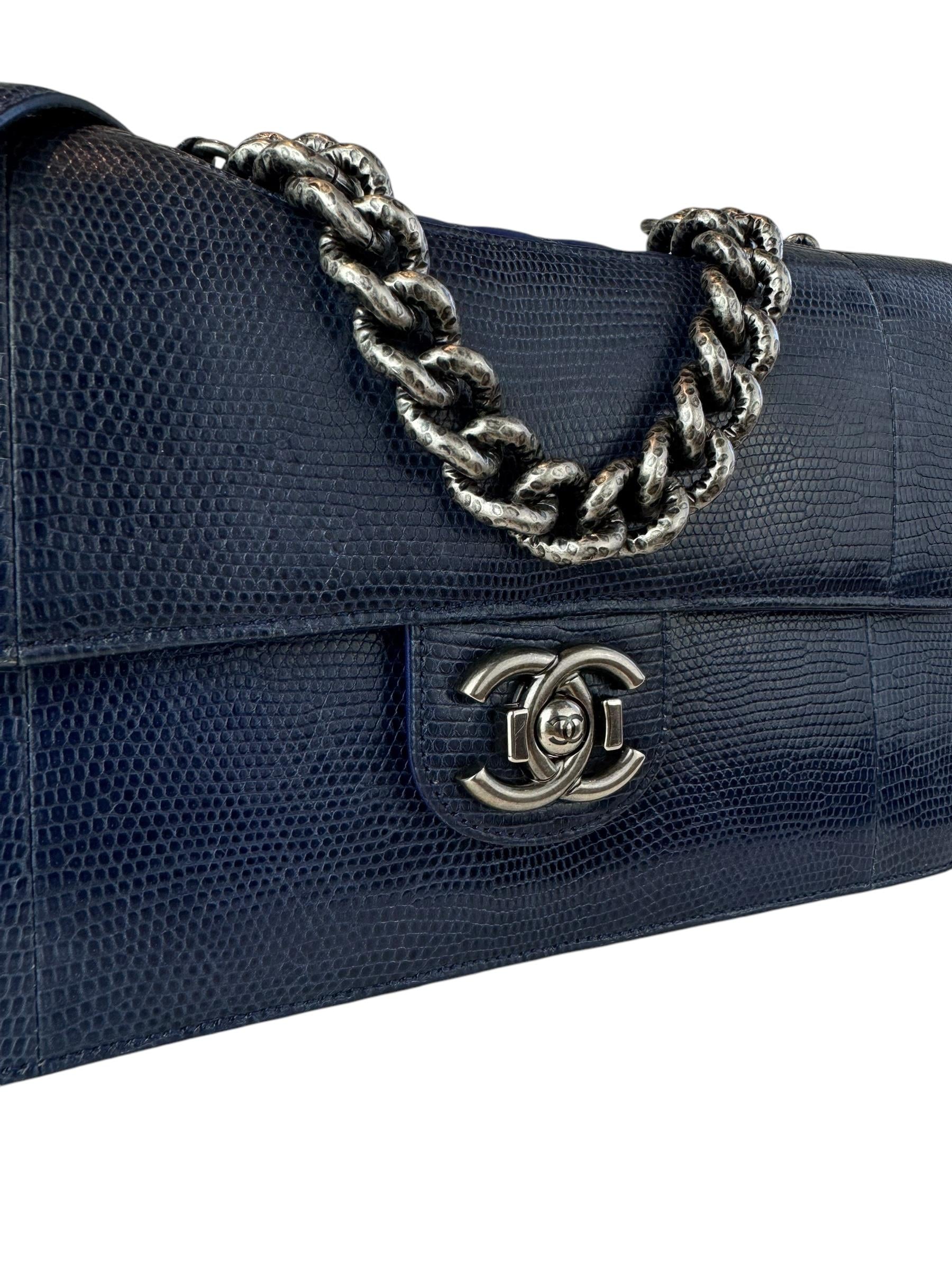 CHANEL NAVY LIZARD PERFECT EDGE BAG