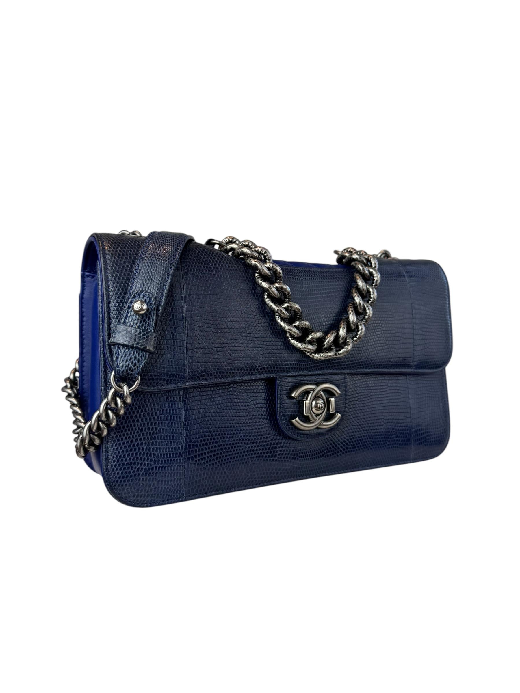 CHANEL NAVY LIZARD PERFECT EDGE BAG