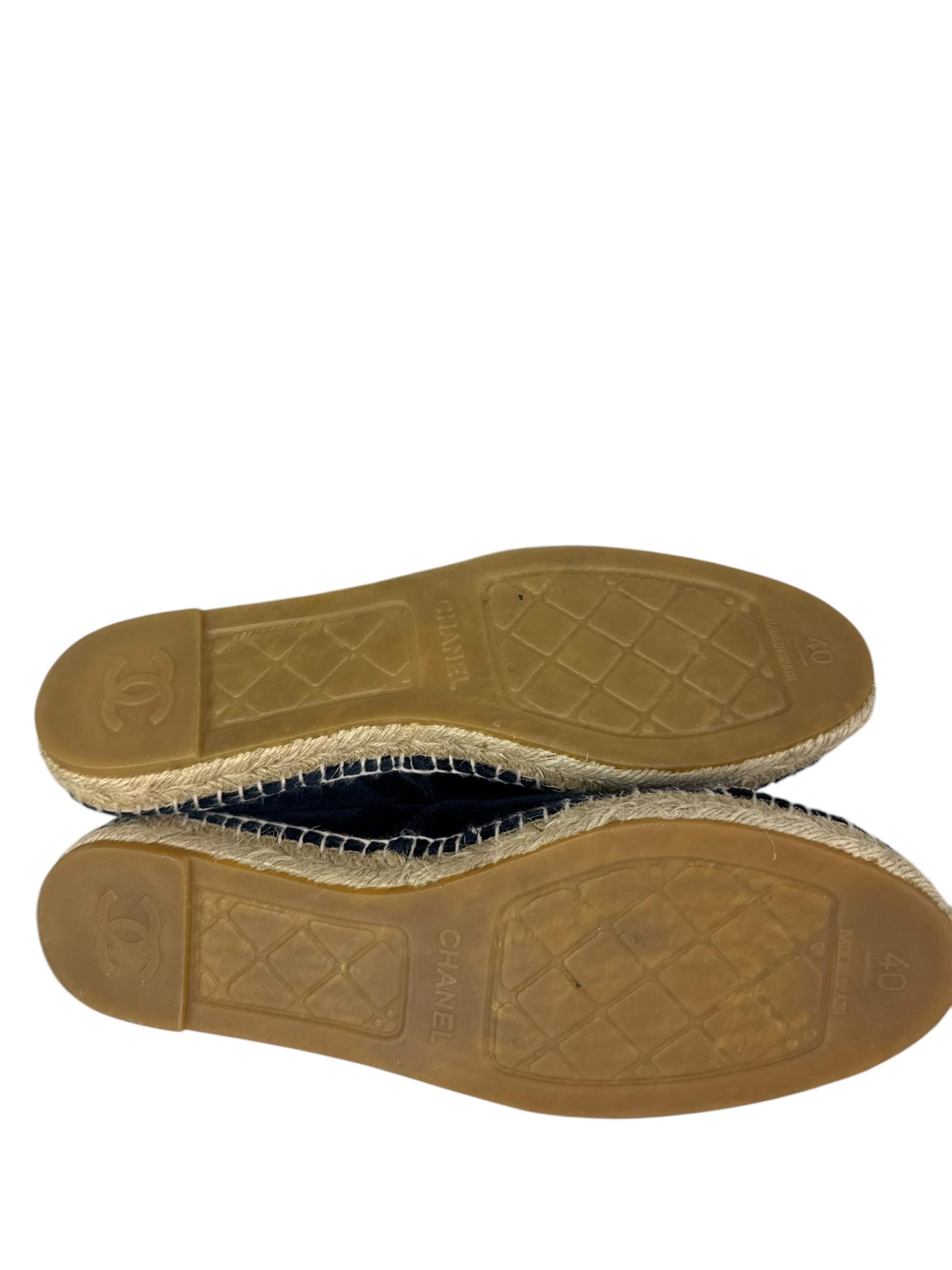 CHANEL NAVY VELVET ESPADRILLES