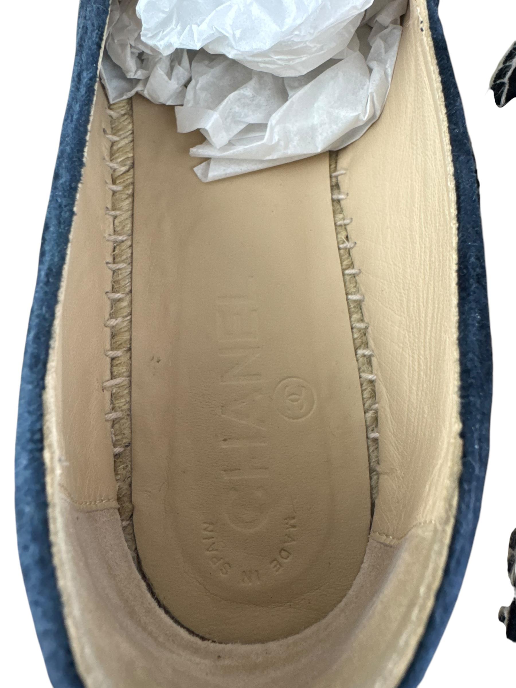 CHANEL NAVY VELVET ESPADRILLES