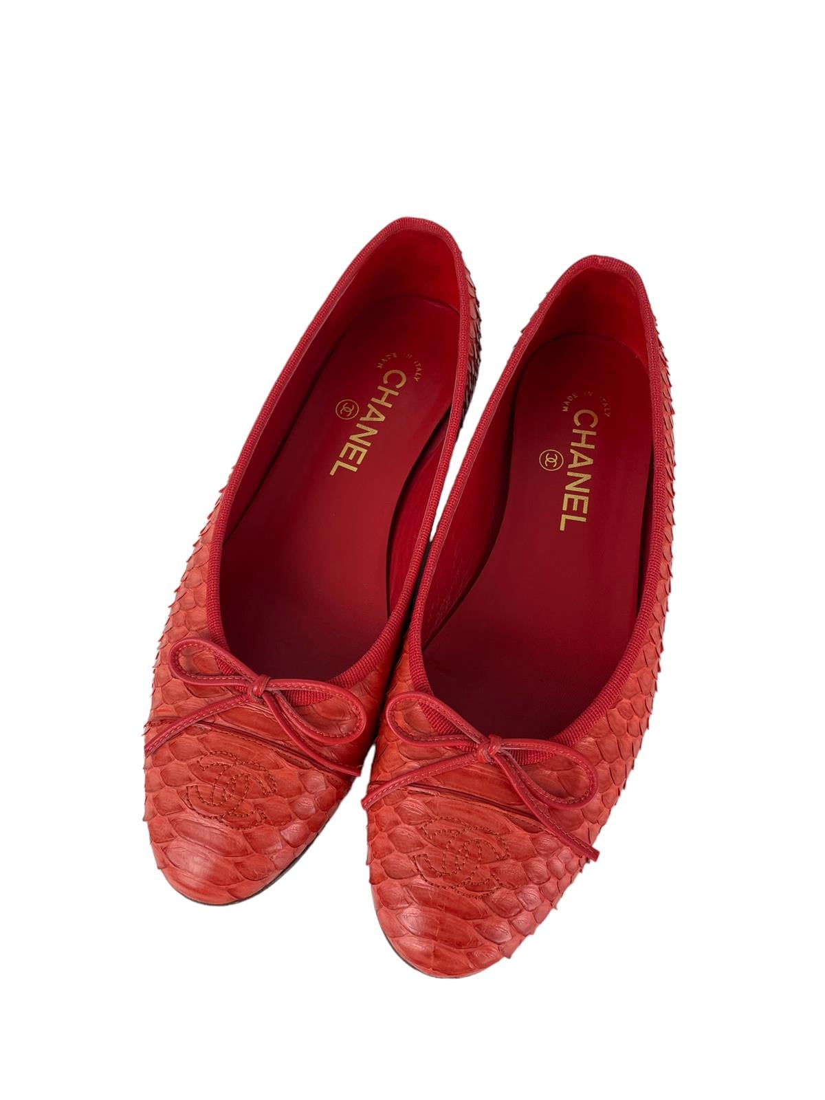 CHANEL PYTHON LEATHER CC BALET FLATS