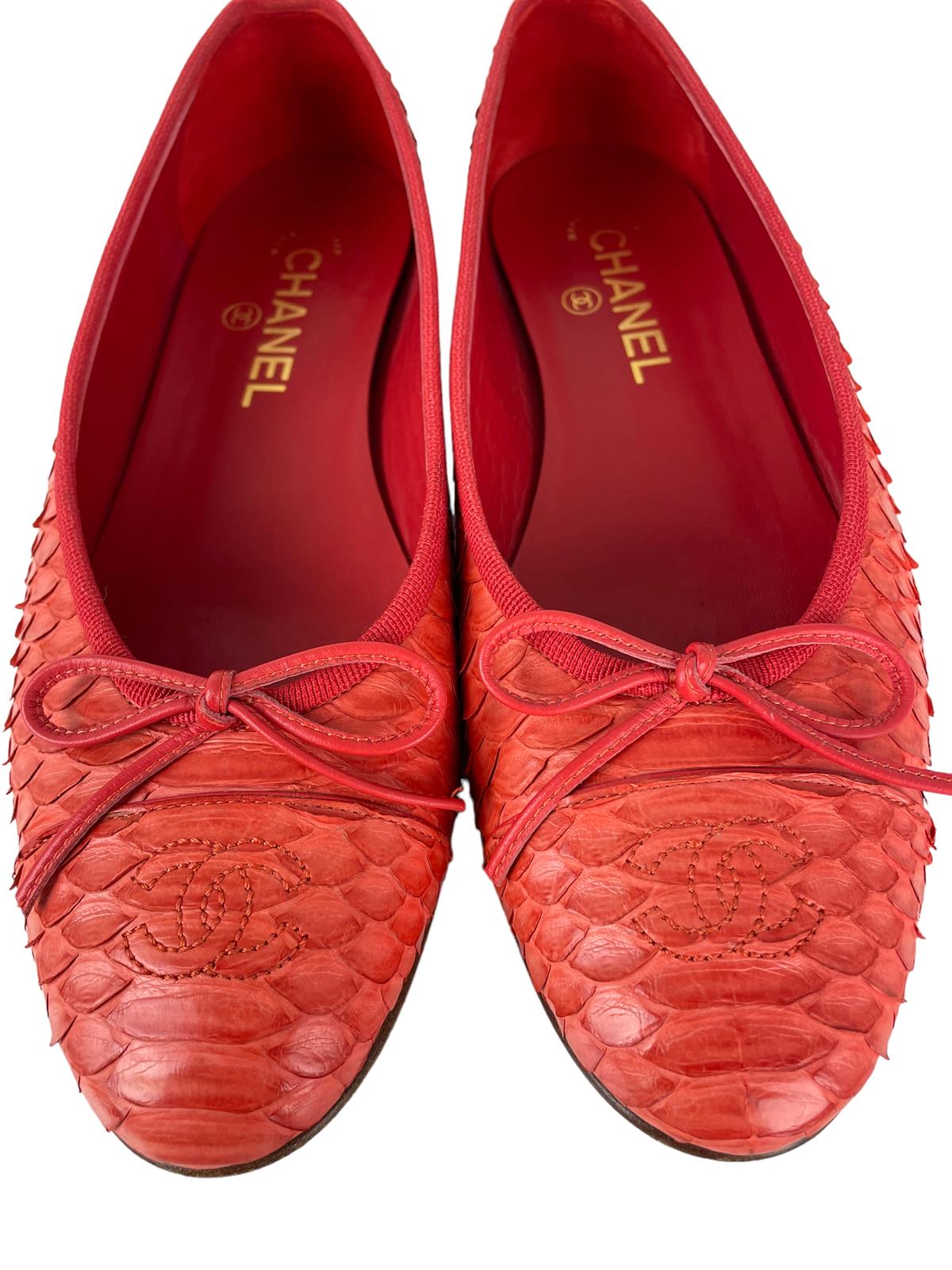 CHANEL PYTHON LEATHER CC BALET FLATS
