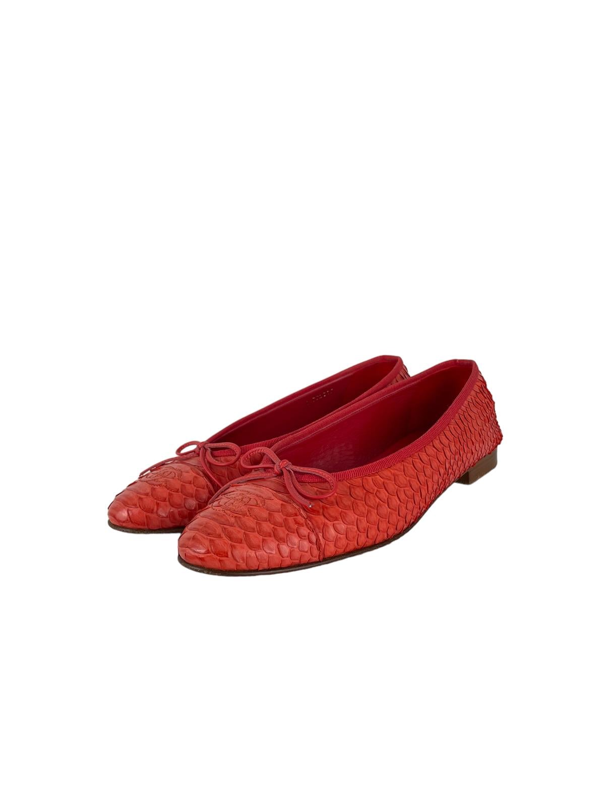 CHANEL PYTHON LEATHER CC BALET FLATS