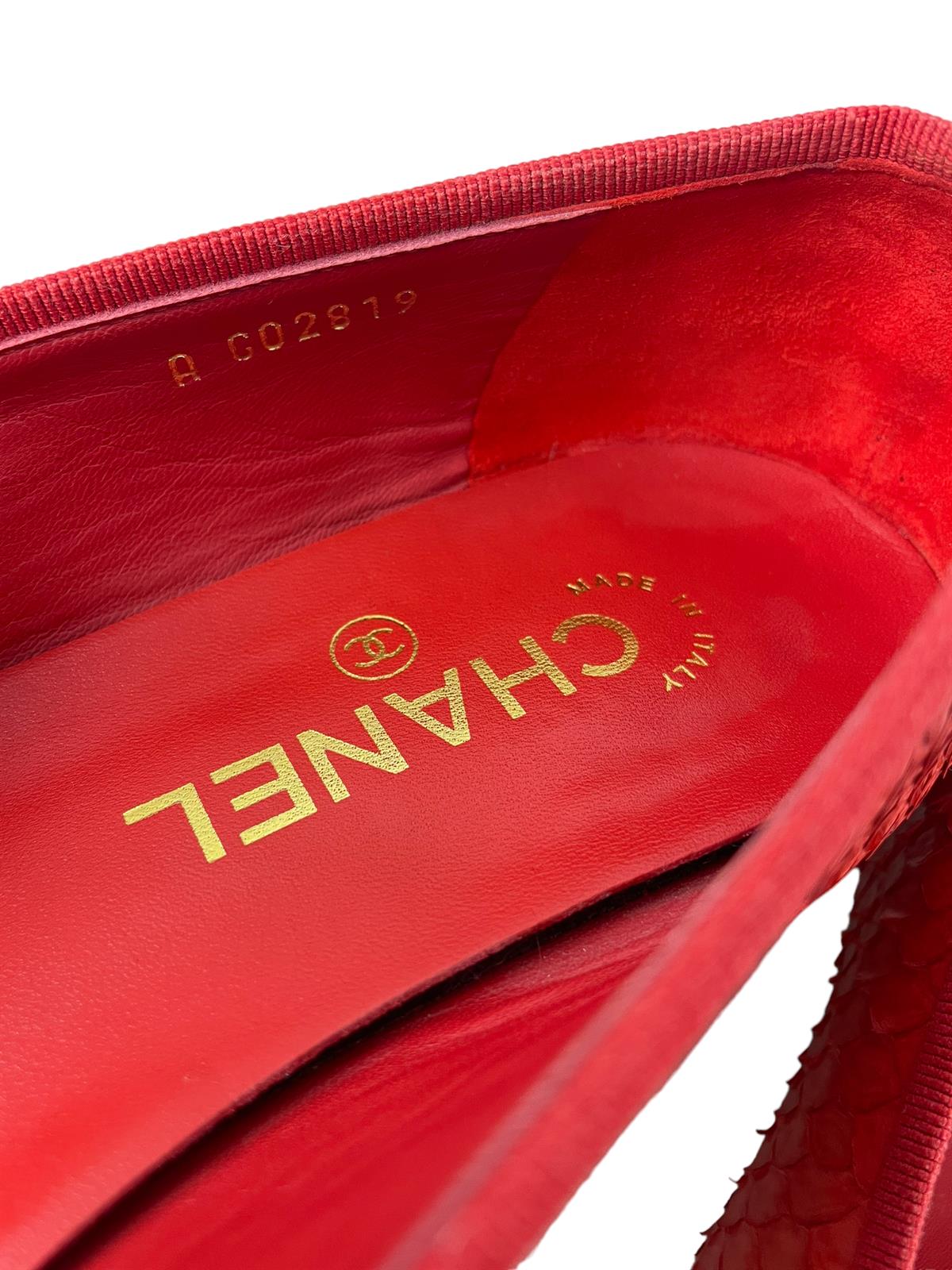 CHANEL PYTHON LEATHER CC BALET FLATS