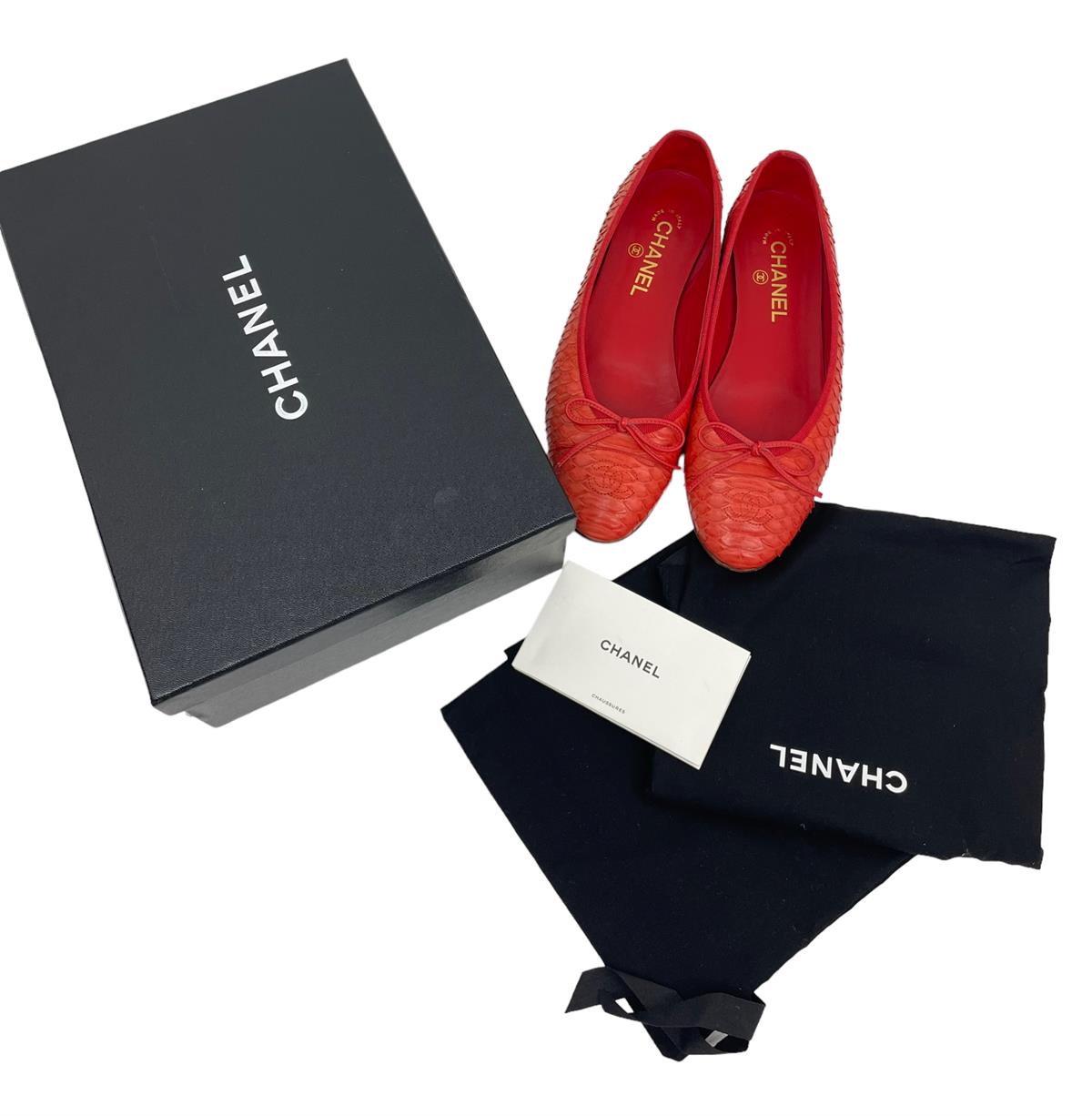 CHANEL PYTHON LEATHER CC BALET FLATS