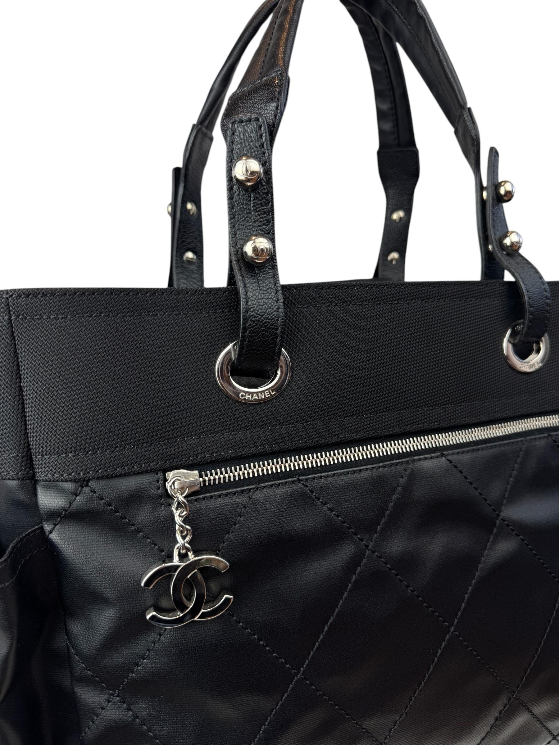 CHANEL QUILTED BLACK SHOPPING TOTE BAG