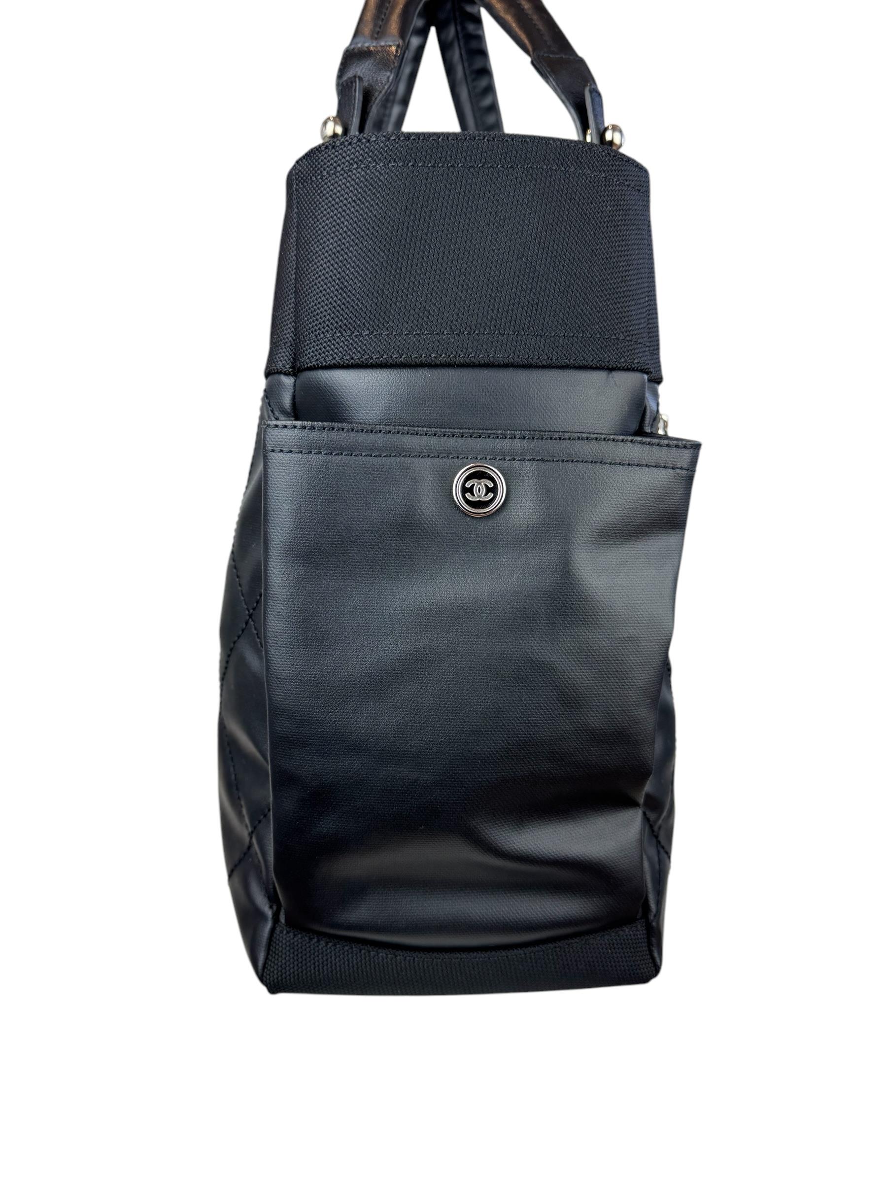 CHANEL QUILTED BLACK SHOPPING TOTE BAG