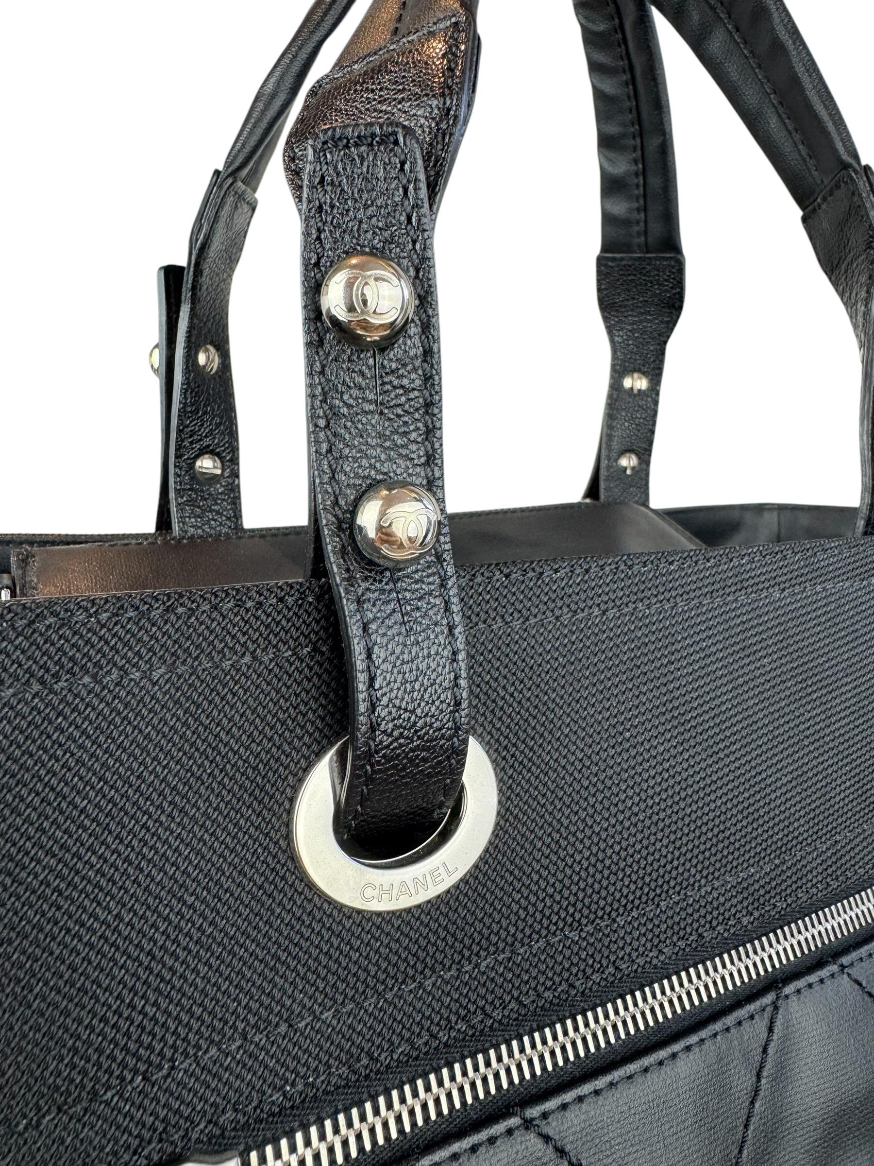 CHANEL QUILTED BLACK SHOPPING TOTE BAG