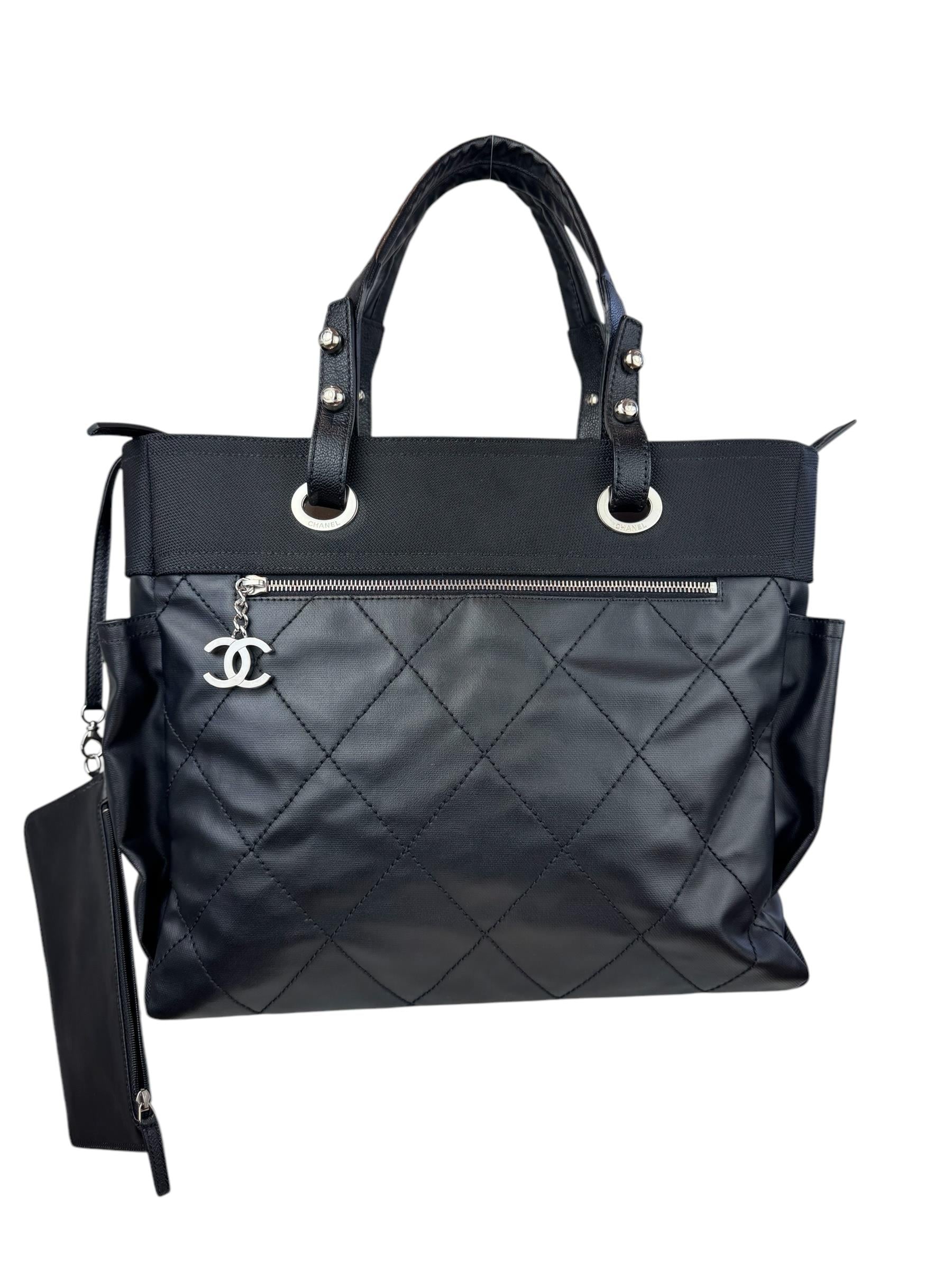 CHANEL QUILTED BLACK SHOPPING TOTE BAG