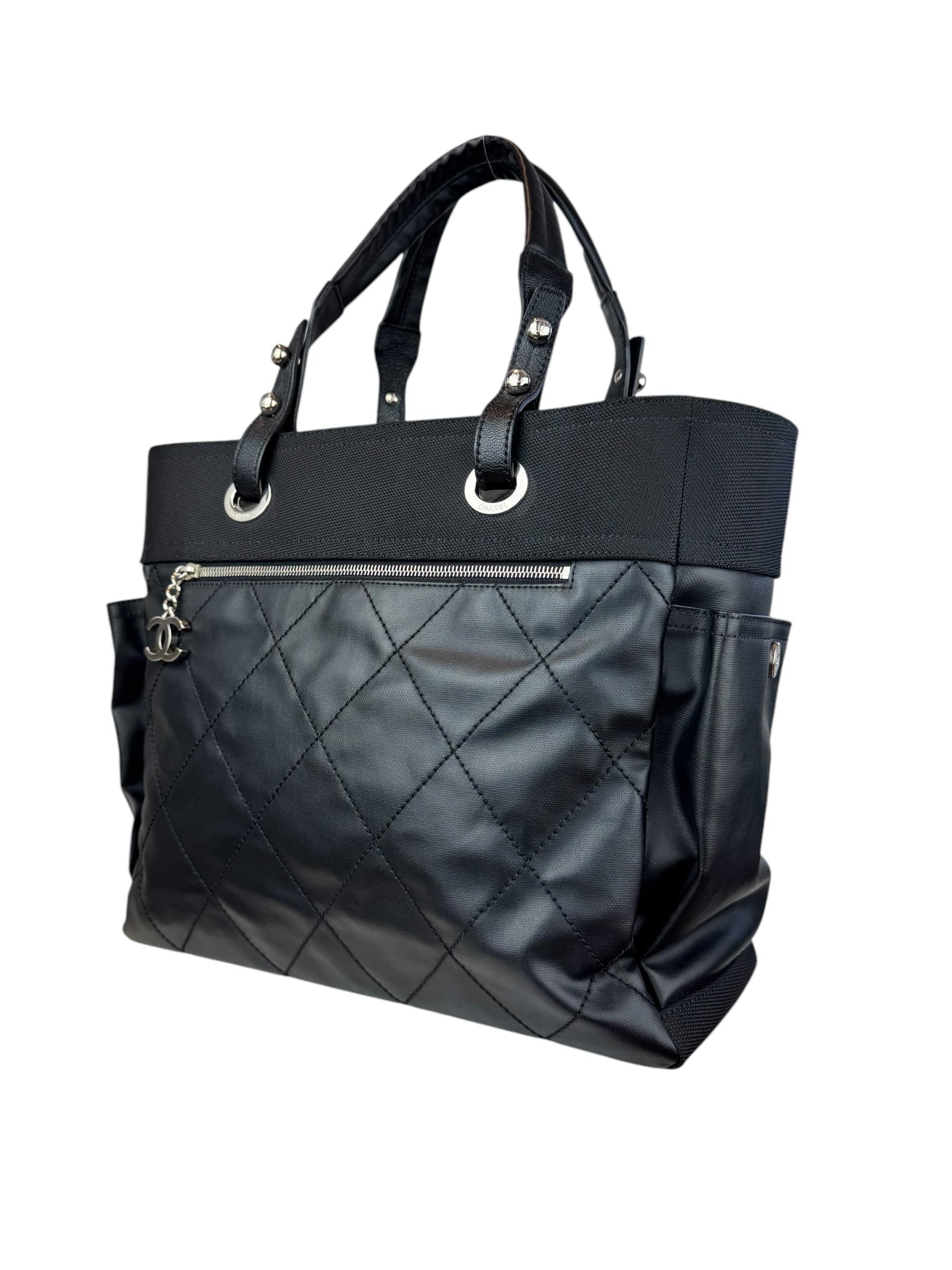CHANEL QUILTED BLACK SHOPPING TOTE BAG