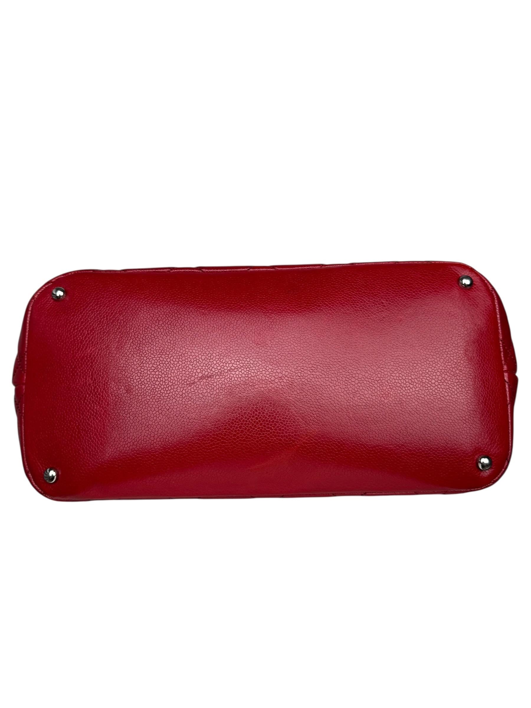 CHANEL RED MATELASSE CAVIAR LEATHER TOTE BAG