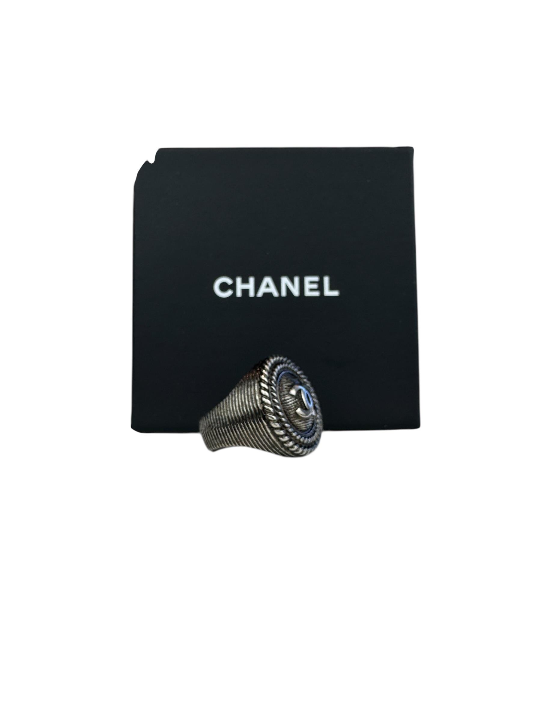 CHANEL SILVER CC RING
