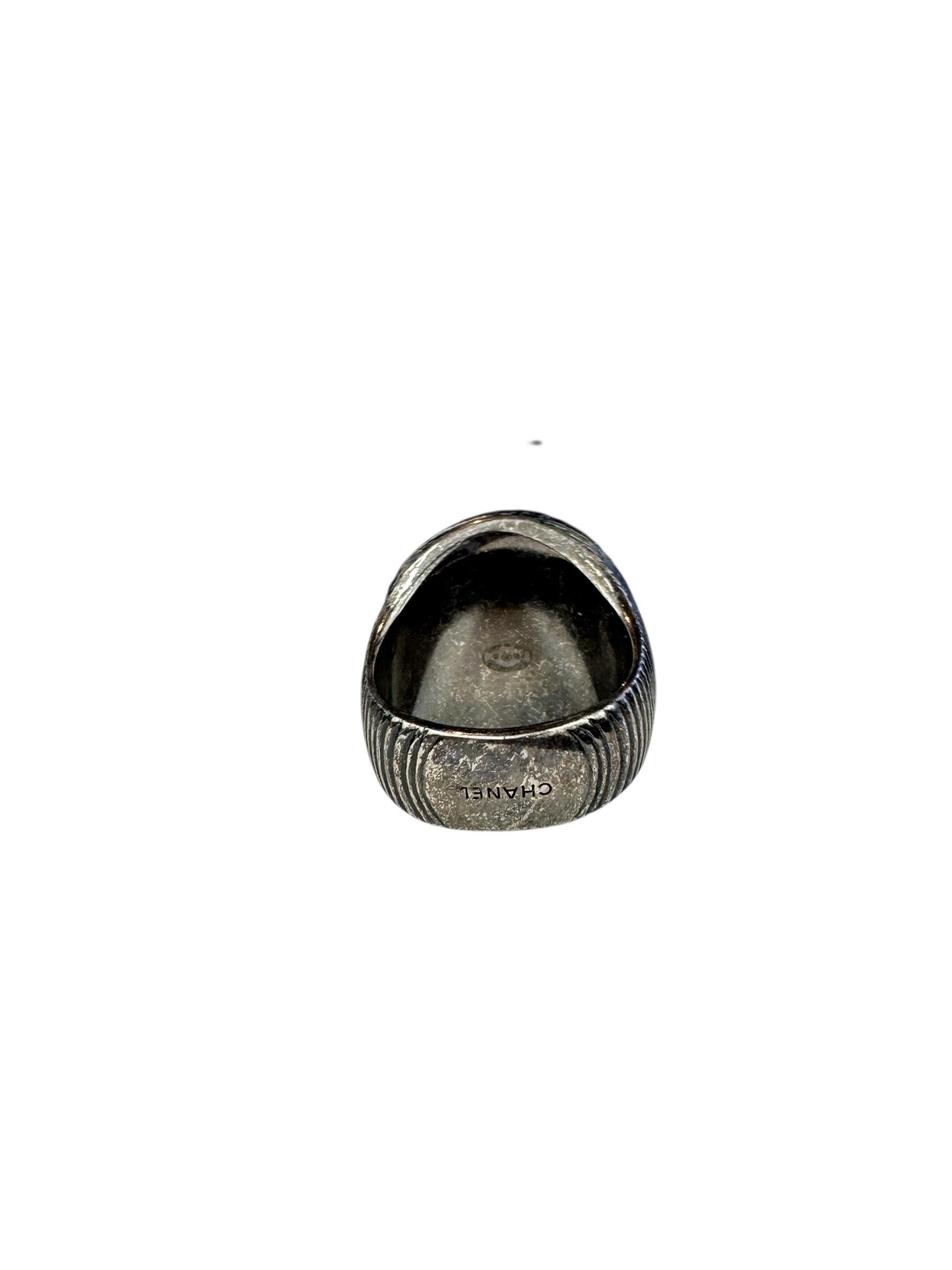 CHANEL SILVER CC RING