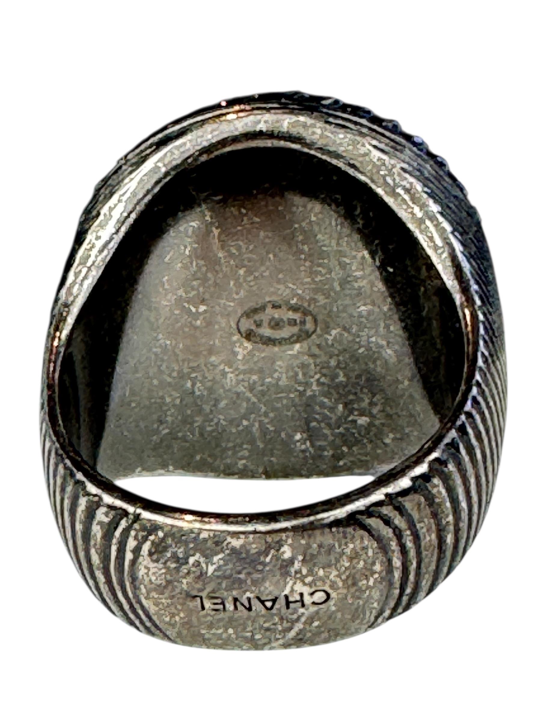 CHANEL SILVER CC RING