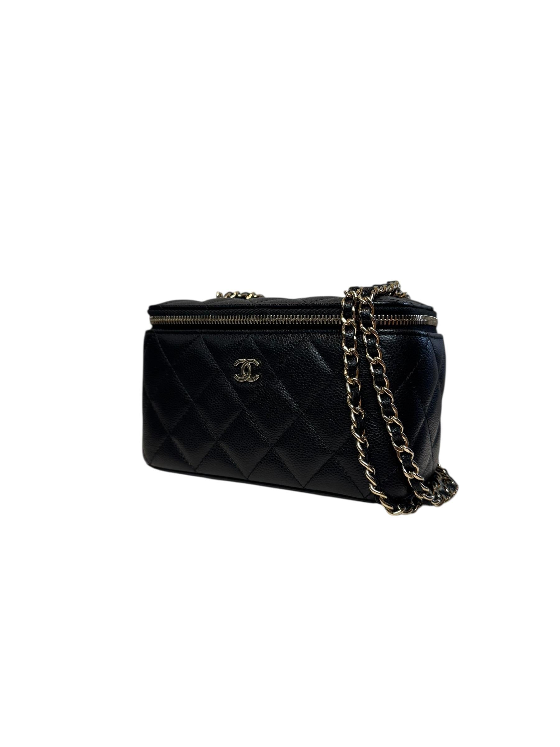 CHANEL SMALL CAVIAR LEATHER VANITY BAG