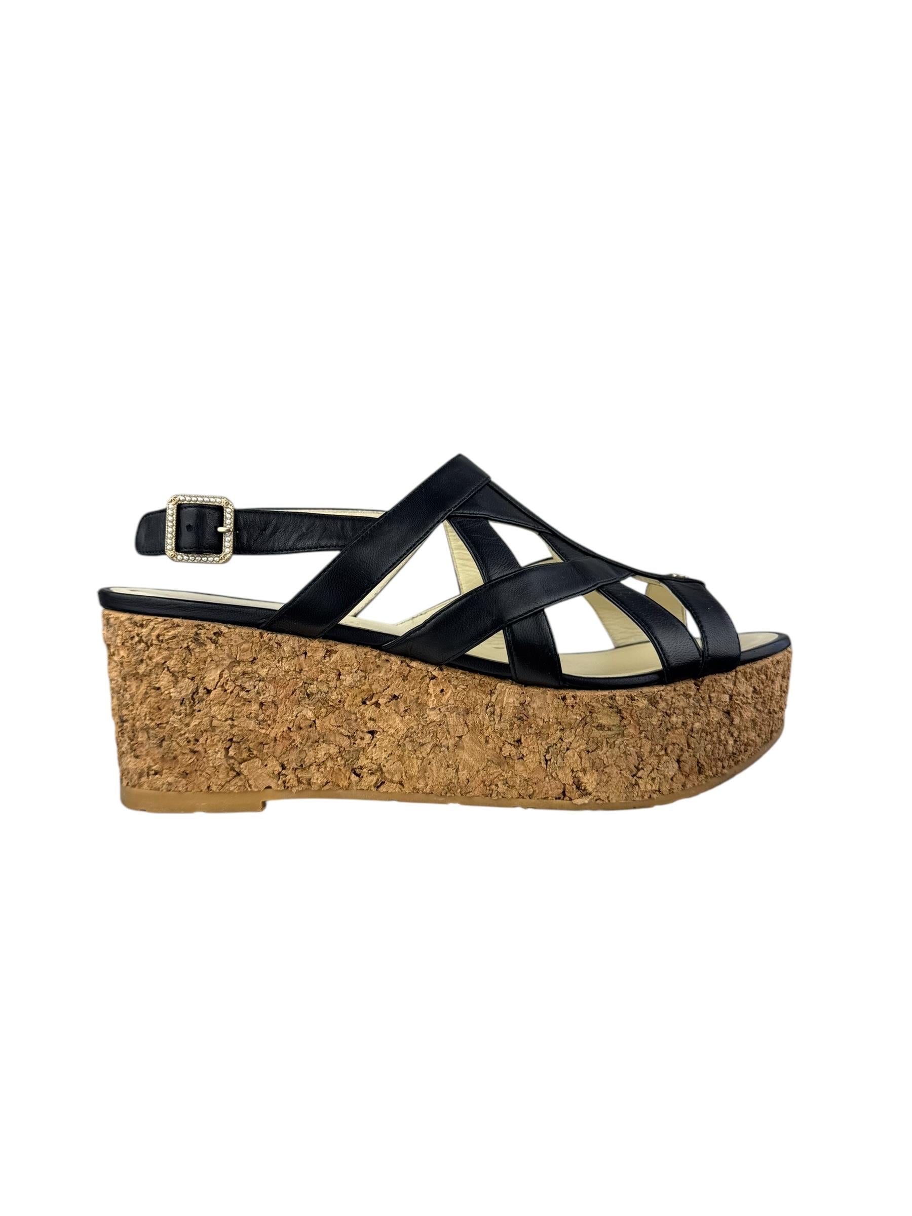 CHANEL SS15 BLACK LEATHER SANDALS