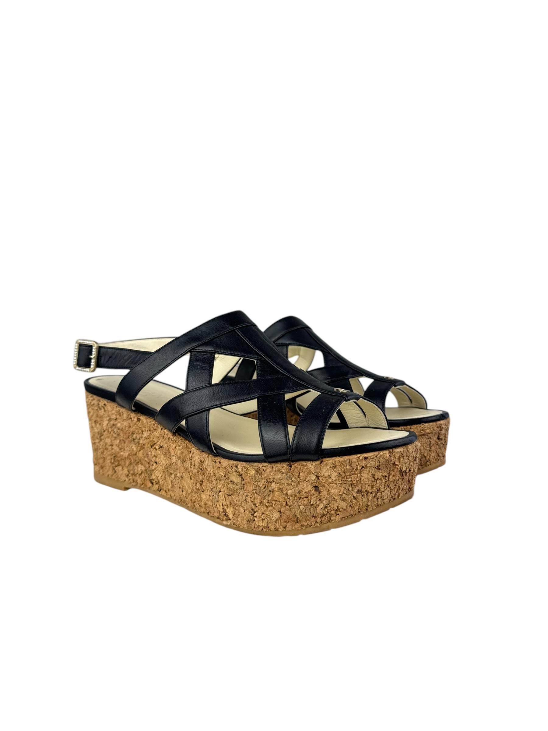 CHANEL SS15 BLACK LEATHER SANDALS