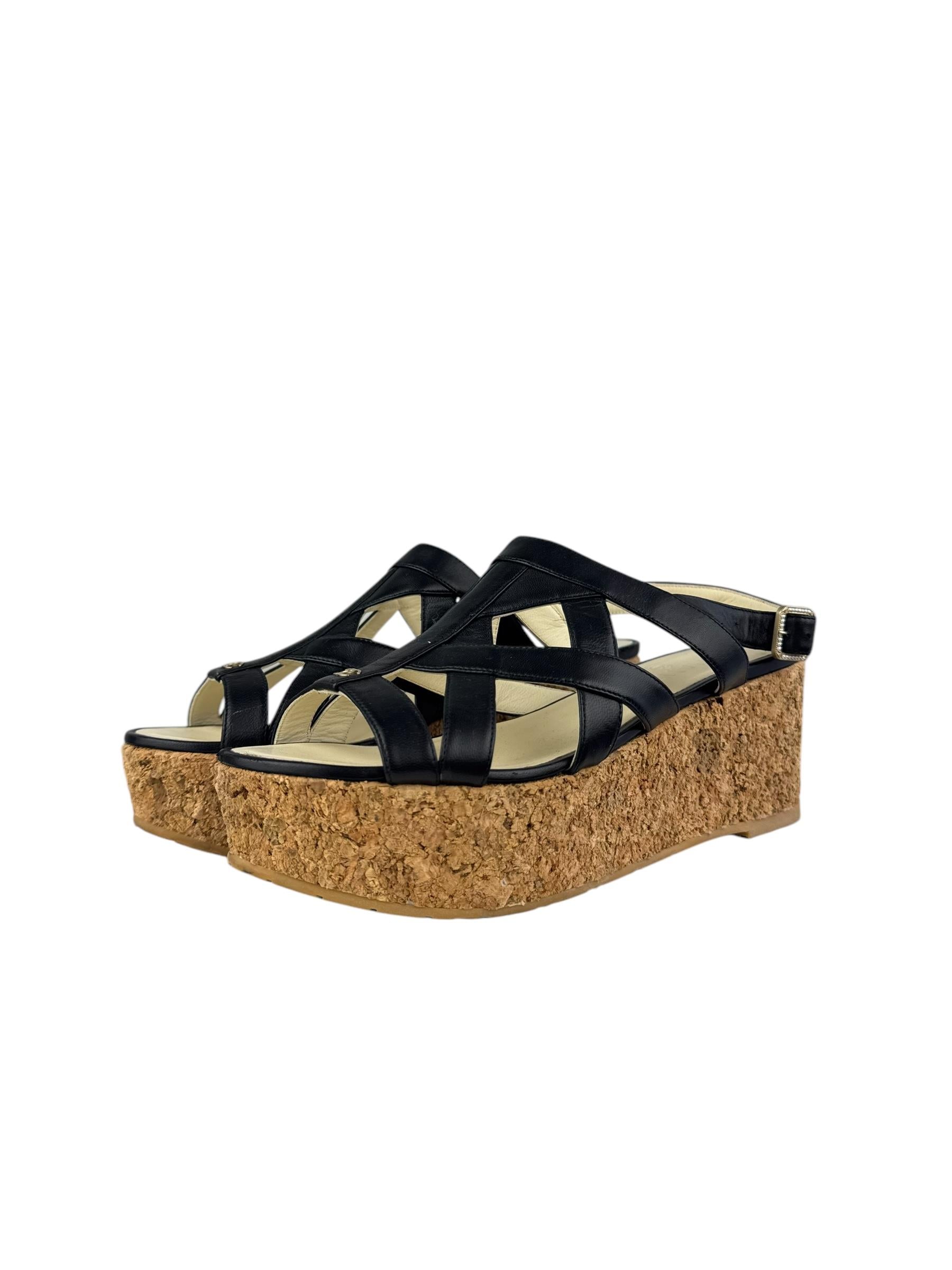 CHANEL SS15 BLACK LEATHER SANDALS