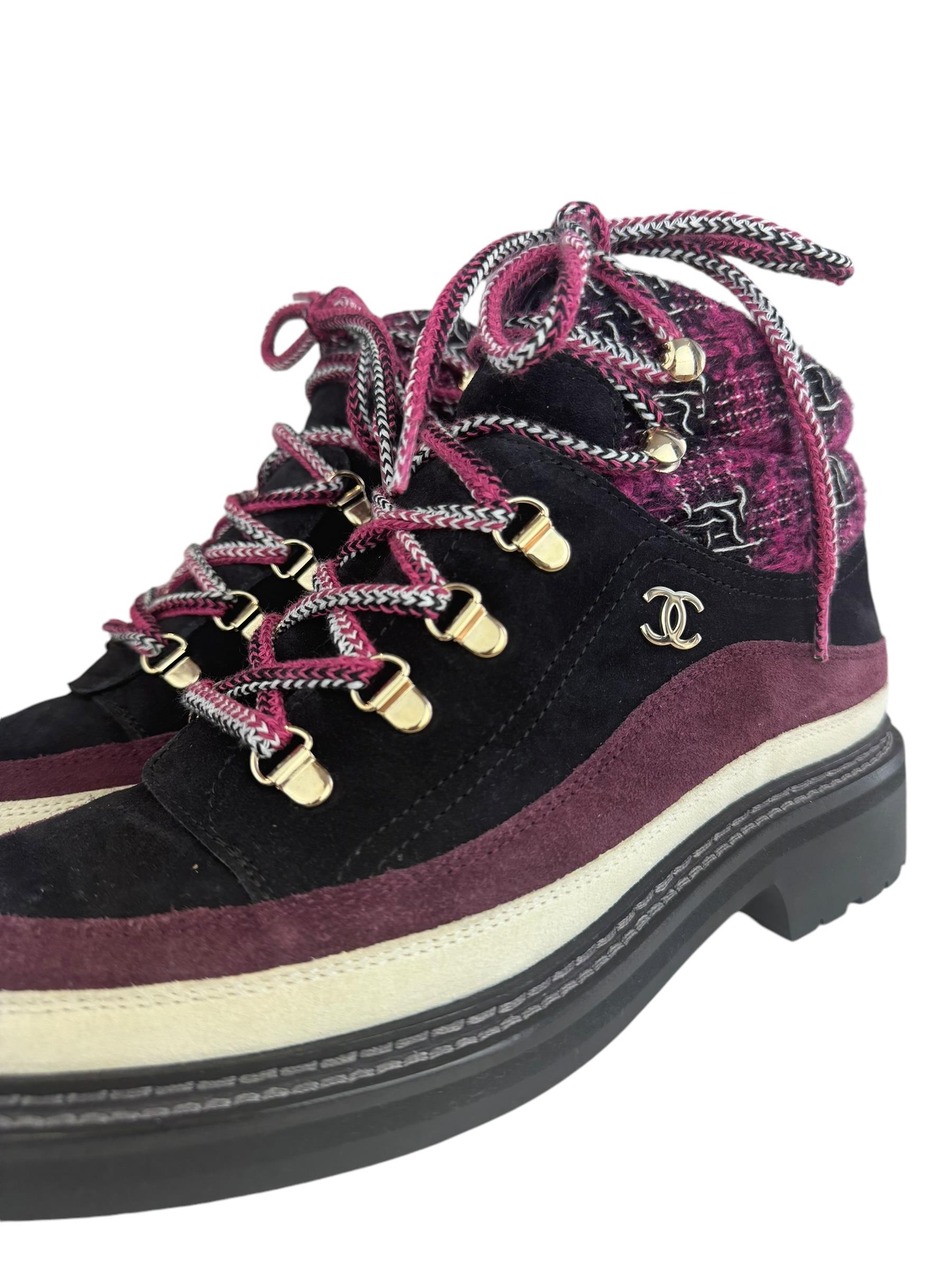 CHANEL SS22/23 TWEED SUEDE BOOTS