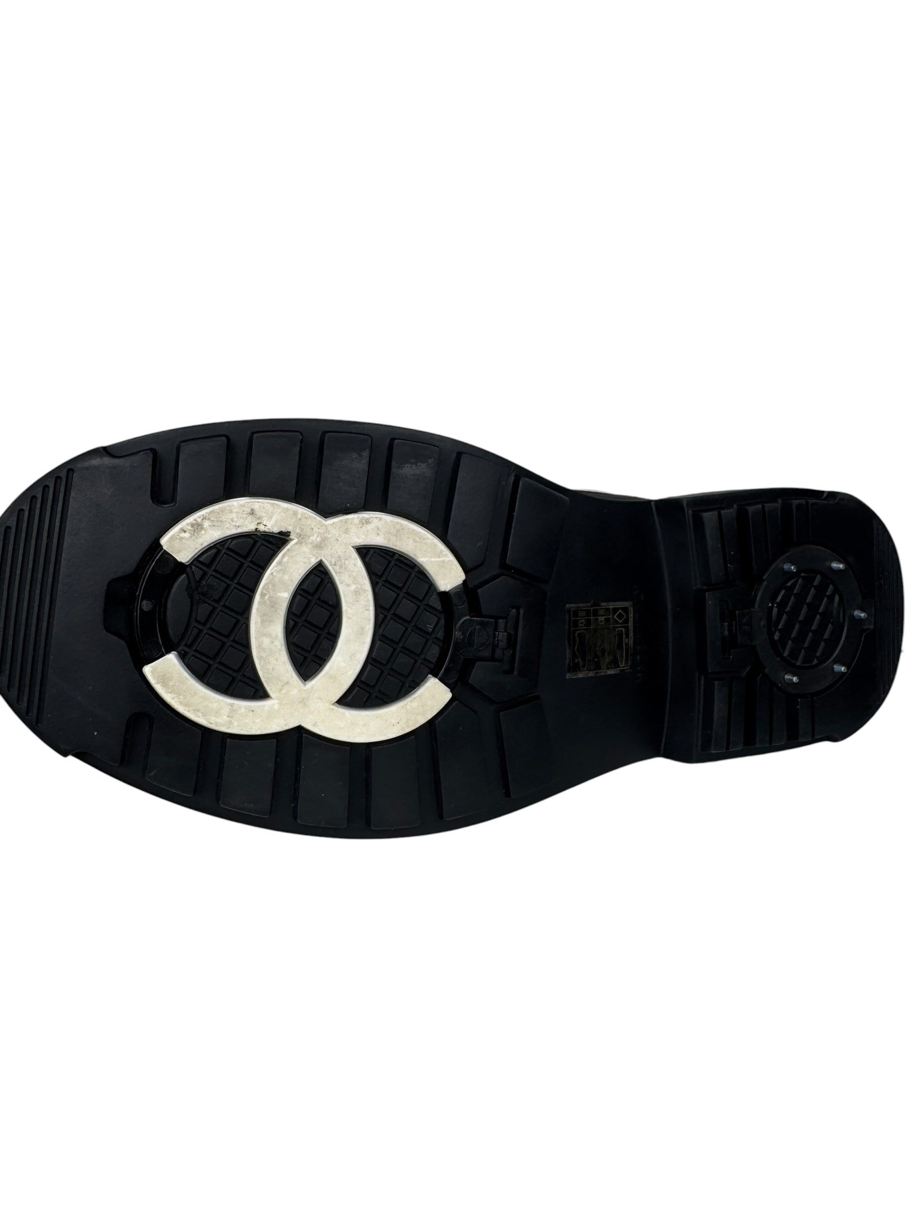 CHANEL SUEDE CC INTERLOCKING BOOTS