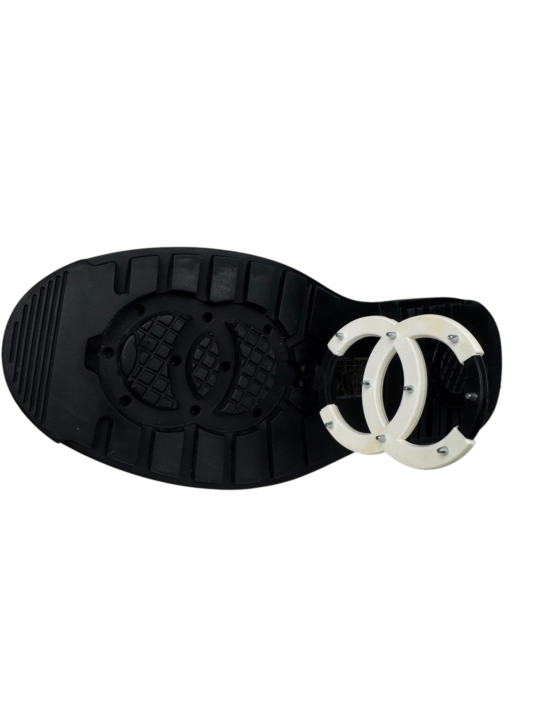 CHANEL SUEDE CC INTERLOCKING BOOTS