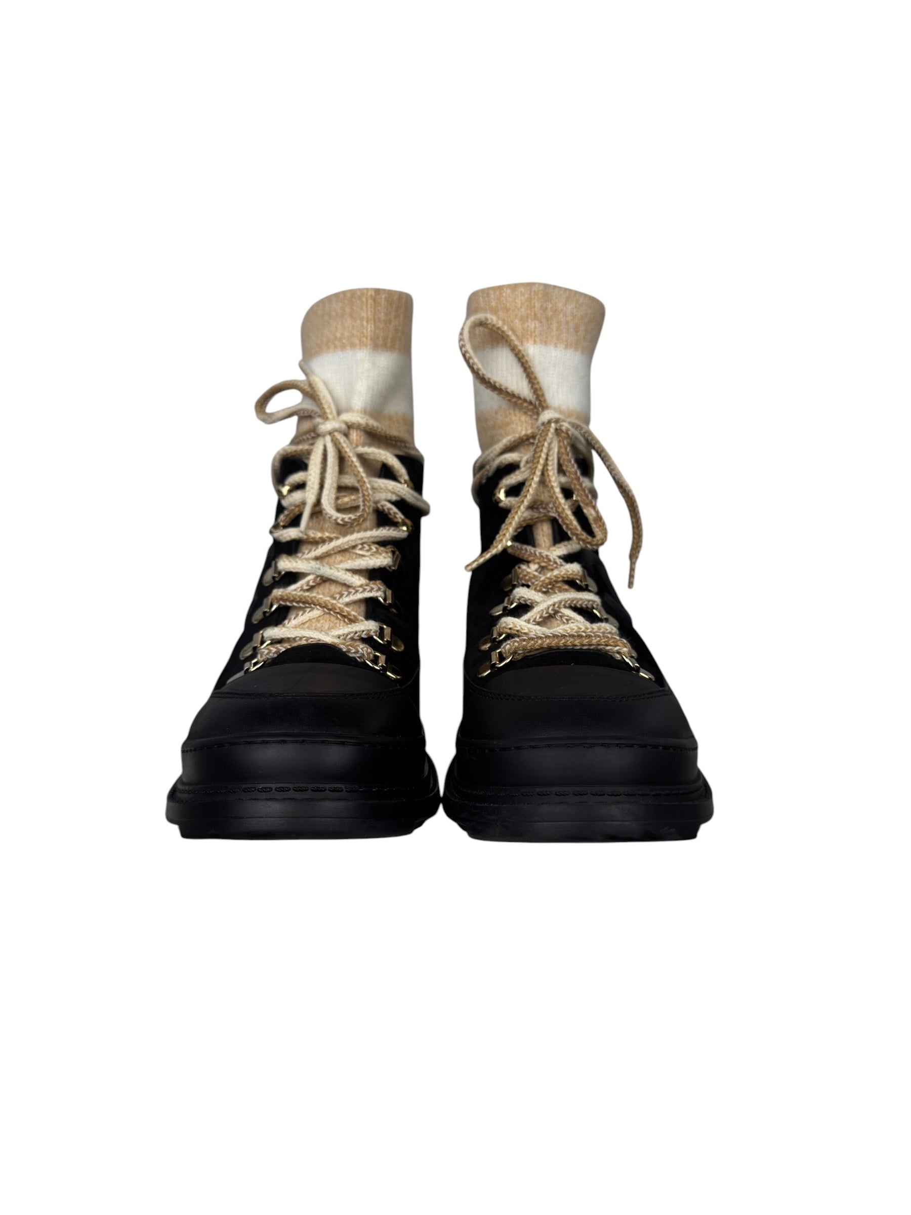 CHANEL SUEDE CC INTERLOCKING BOOTS
