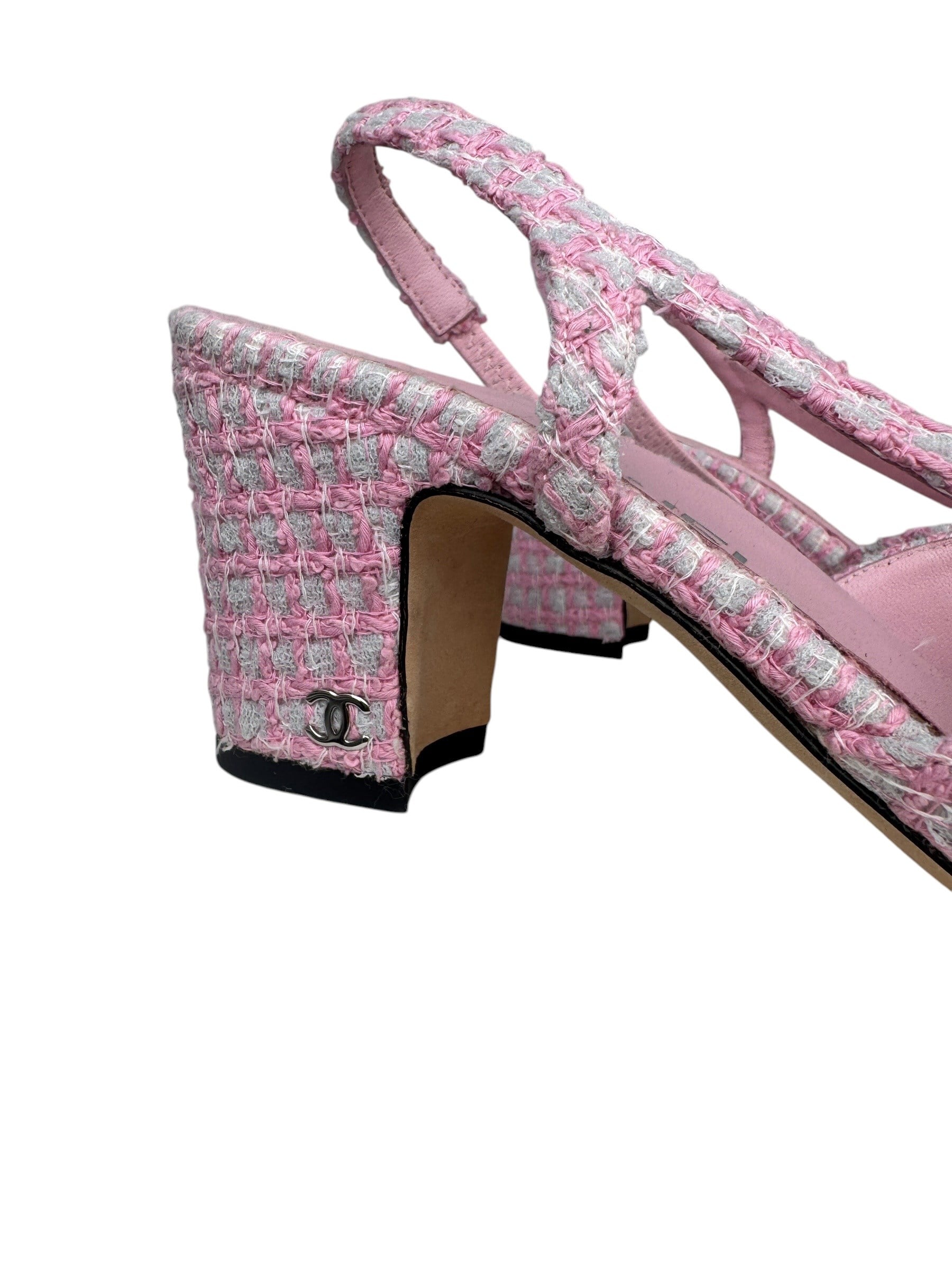 CHANEL TWEED PINK SLINGBACK