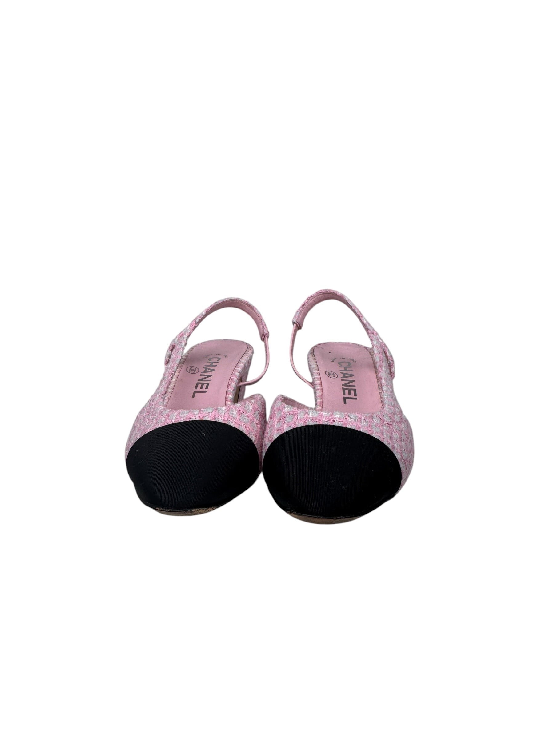 CHANEL TWEED PINK SLINGBACK